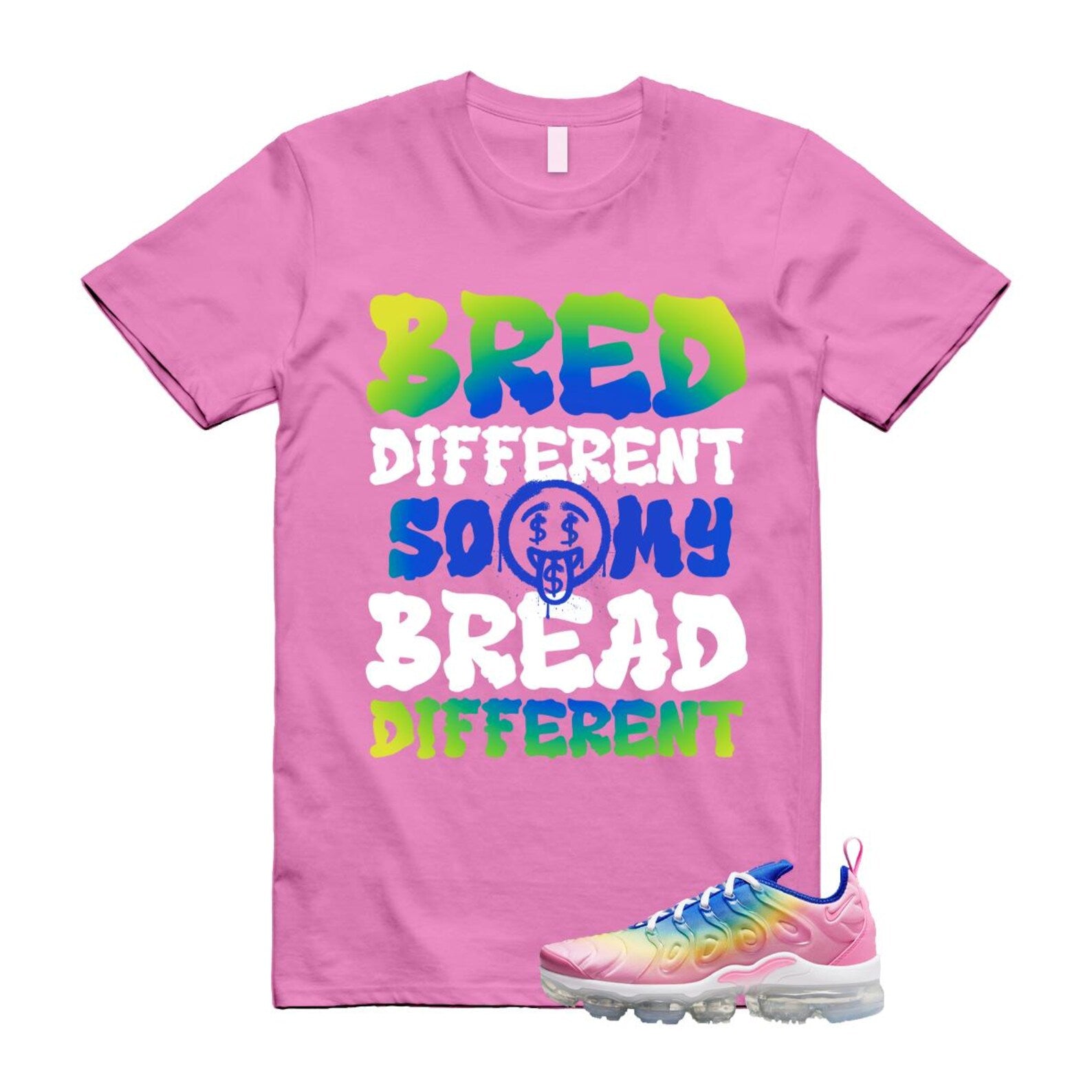 VaporMax Rainbow Air Plus Pink Spell Spring Green Racer Blue Citron Pulse T Shirt Match BDBD T-Shirt, Sneaker Match Tee