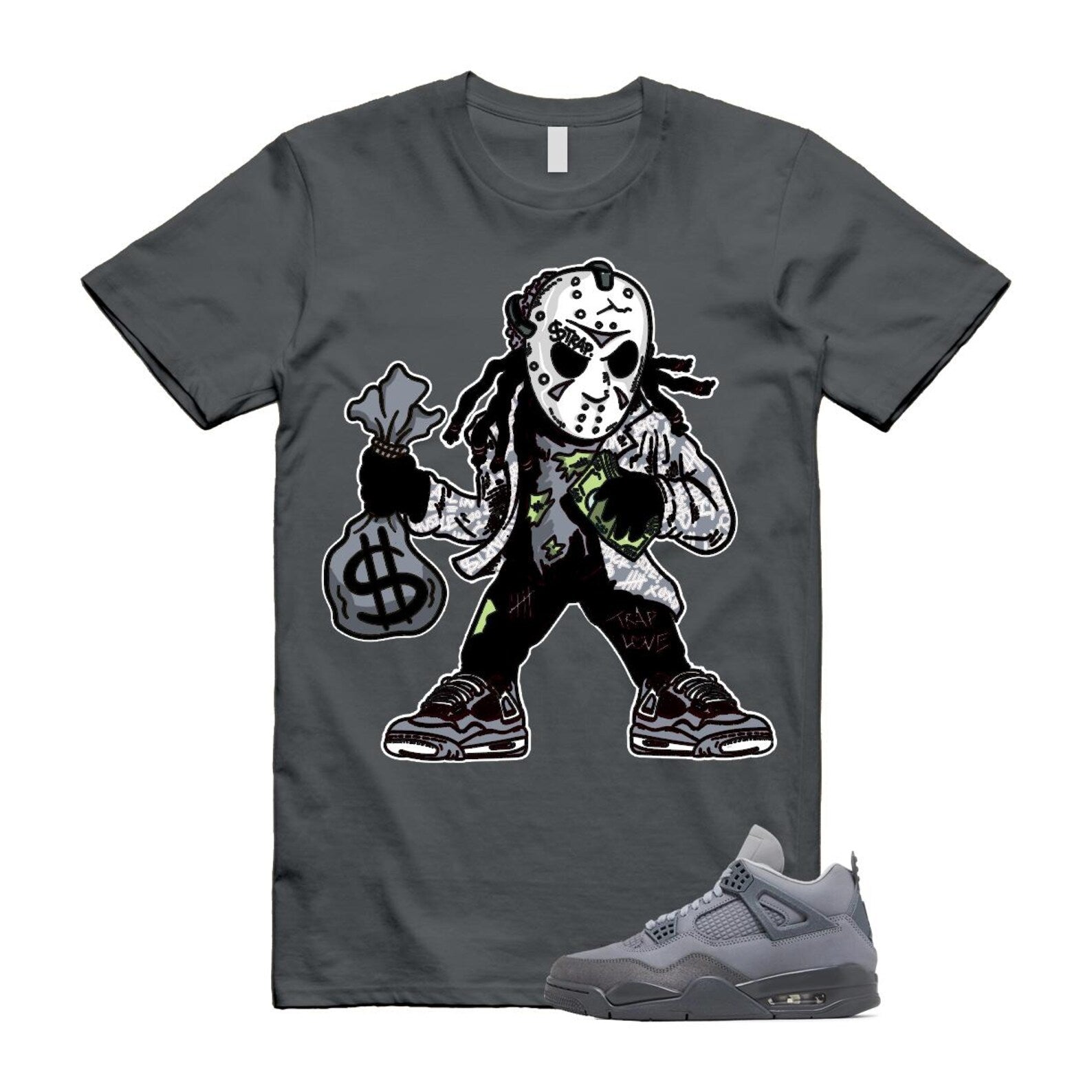4 Wet Cement Smoke Iron Grey Retro SE T Shirt Match JASON T-Shirt, Sneaker Match Tee