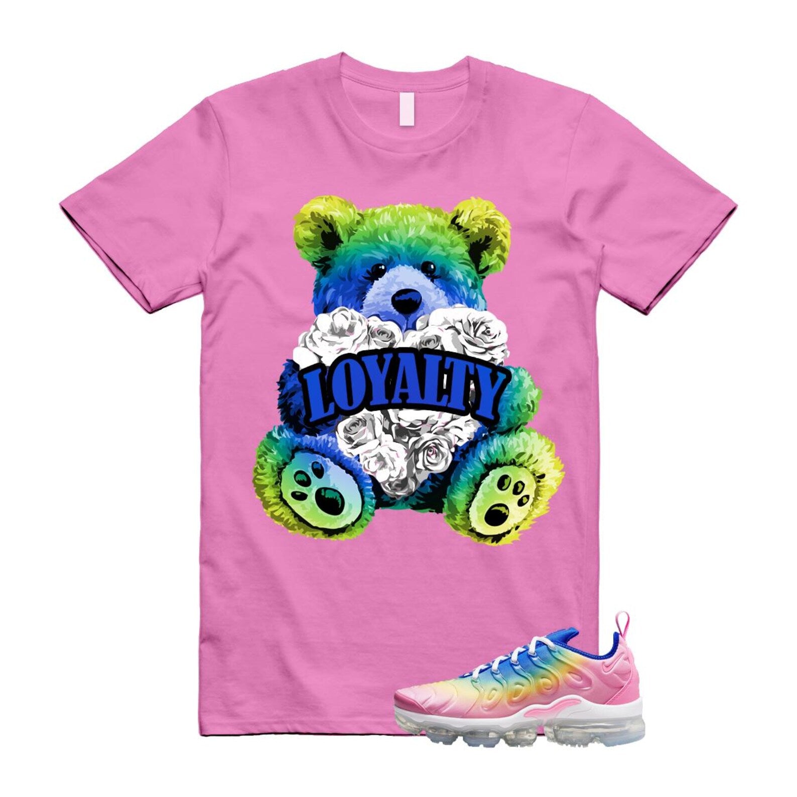 VaporMax Rainbow Air Plus Pink Spell Spring Green Racer Blue Citron Pulse T Shirt Match LYLTY T-Shirt, Sneaker Match Tee
