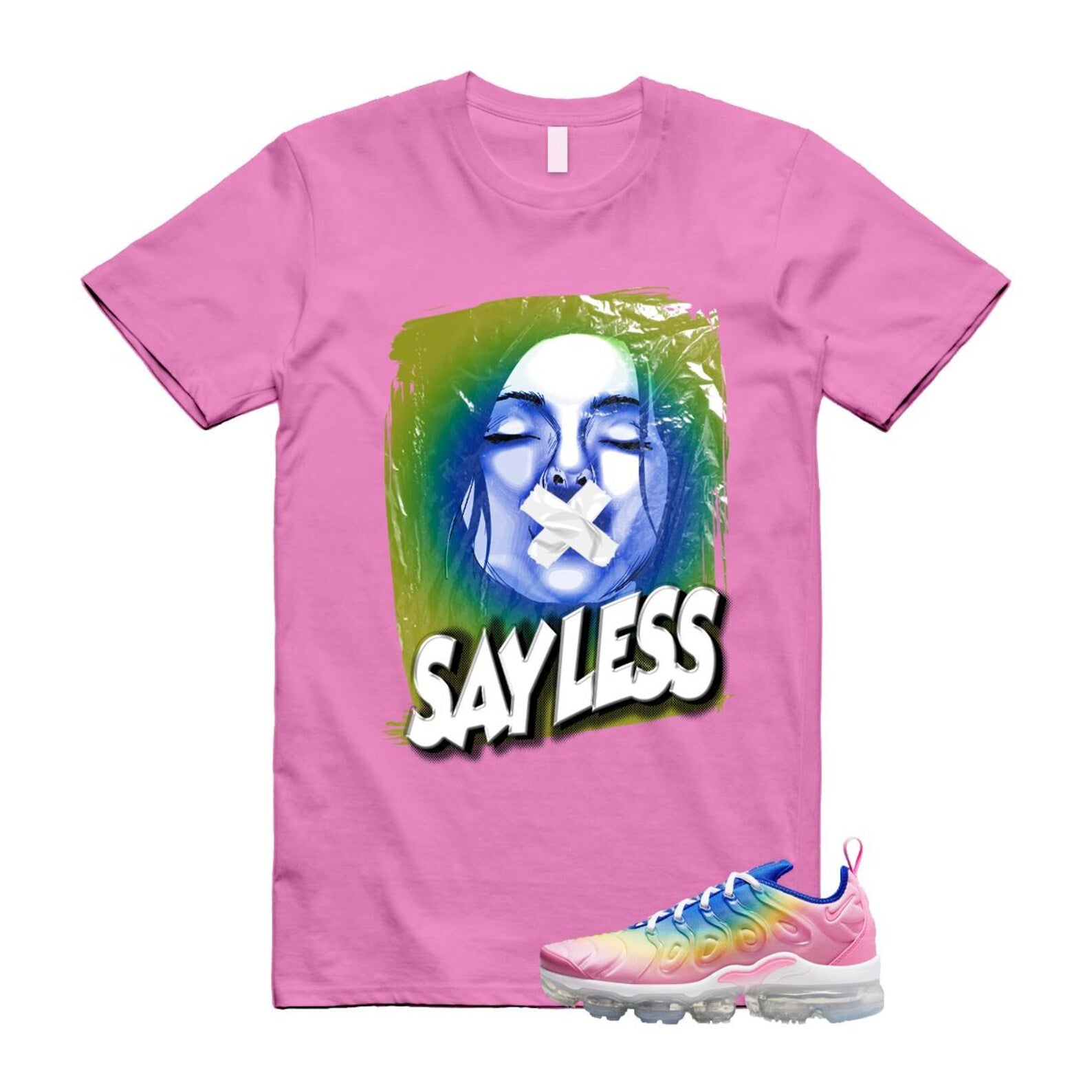 VaporMax Rainbow Air Plus Pink Spell Spring Green Racer Blue Citron Pulse T Shirt Match SL T-Shirt, Sneaker Match Tee