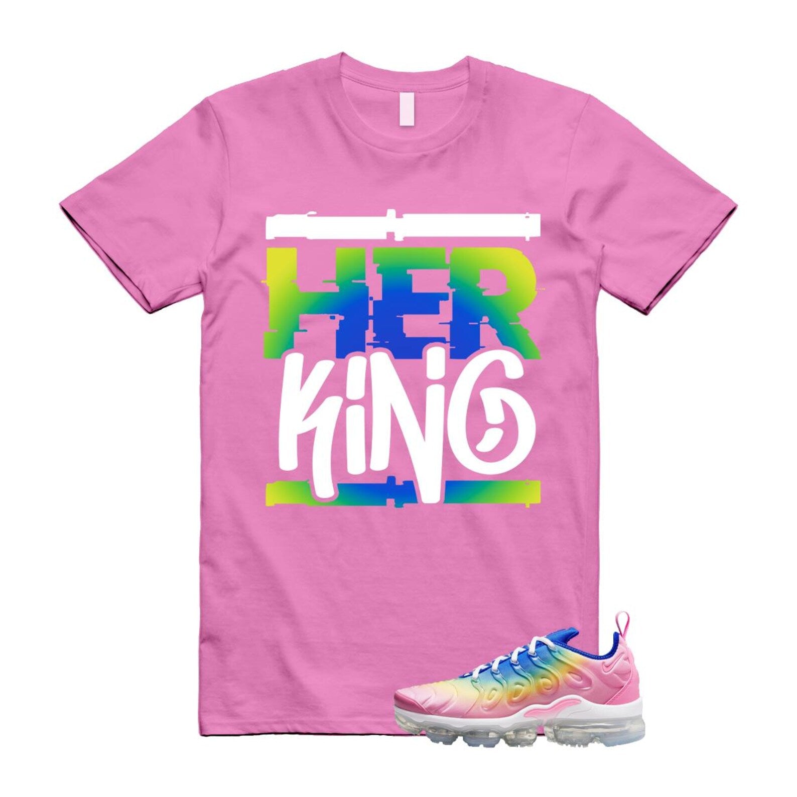 VaporMax Rainbow Air Plus Pink Spell Spring Green Racer Blue Citron Pulse T Shirt Match HK T-Shirt, Sneaker Match Tee