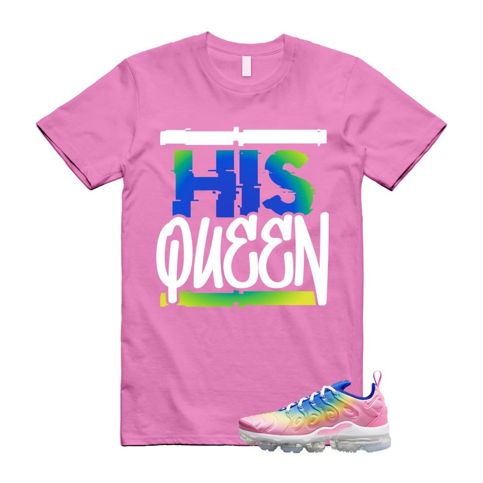 VaporMax Rainbow Air Plus Pink Spell Spring Green Racer Blue Citron Pulse T Shirt Match HQ T-Shirt, Sneaker Match Tee