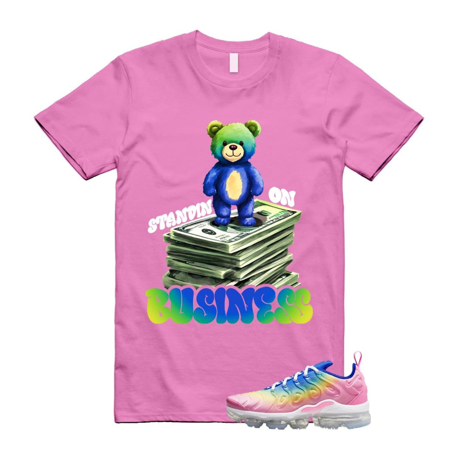 VaporMax Rainbow Air Plus Pink Spell Spring Green Racer Blue Citron Pulse T Shirt Match SB2 T-Shirt, Sneaker Match Tee
