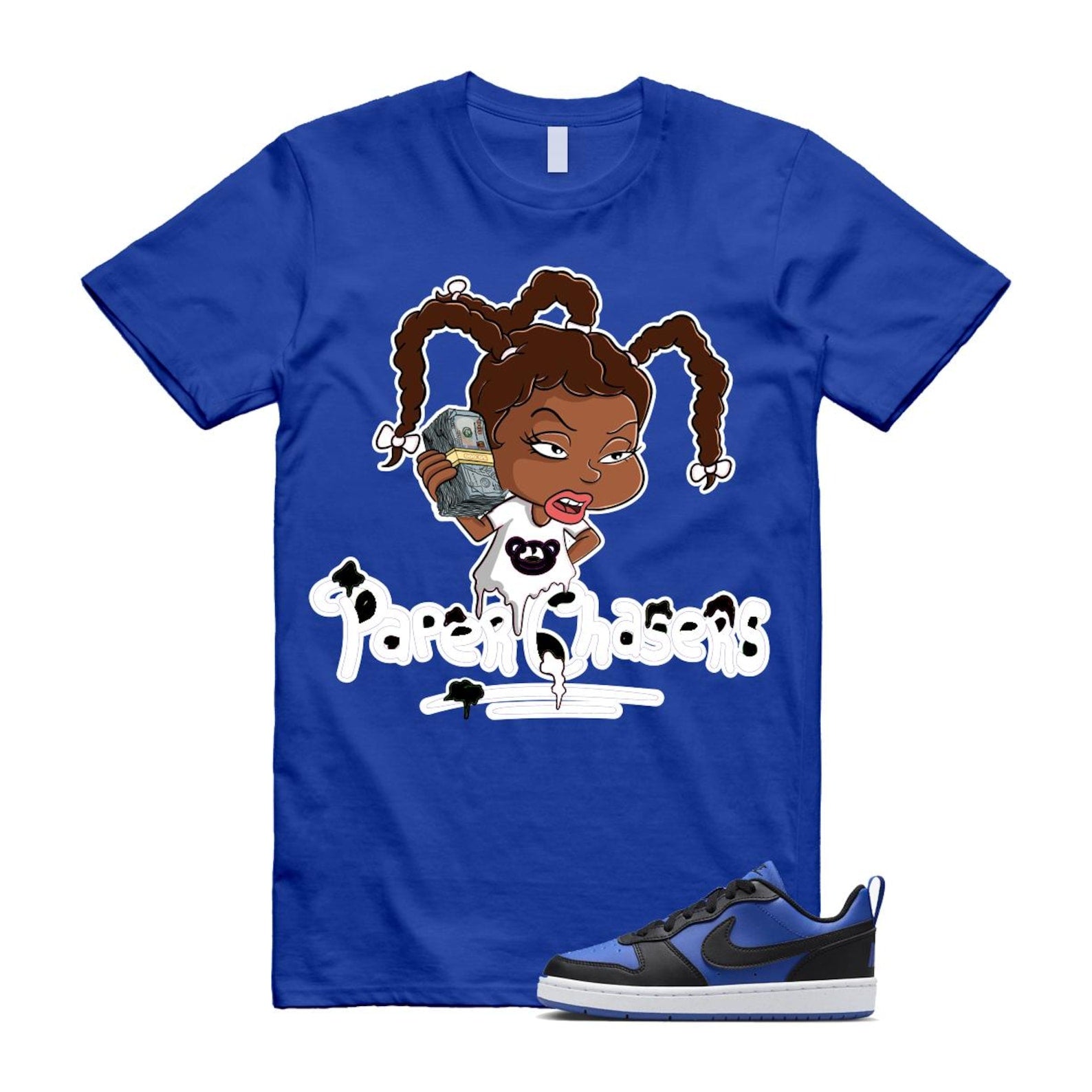 Court Borough Recraft Game Royal Blue White Black Low T Shirt Match PC T-Shirt, Sneaker Match Tee