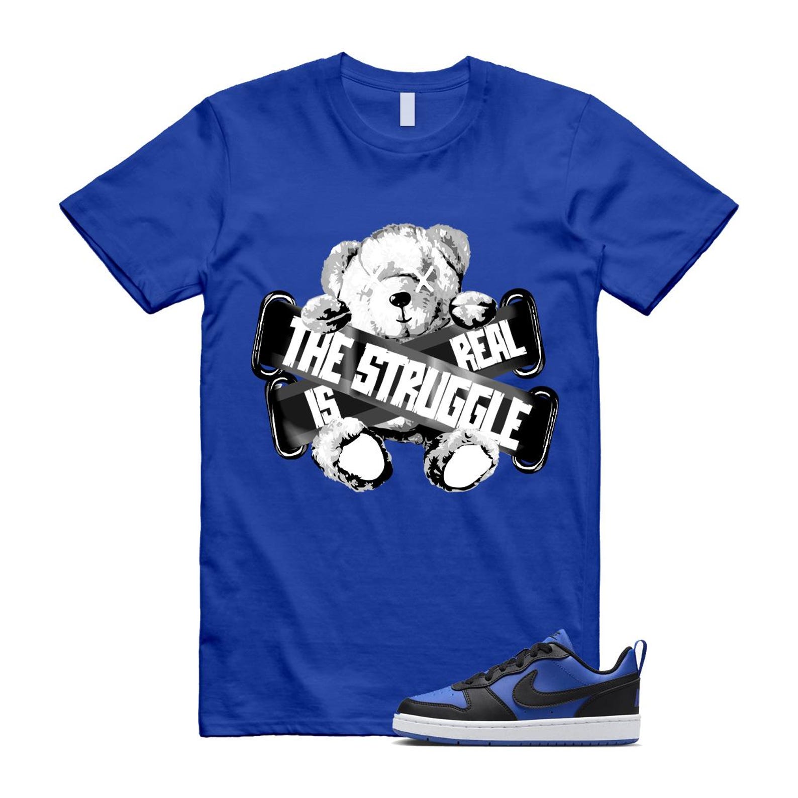 Court Borough Recraft Game Royal Blue White Black Low T Shirt Match TSIR T-Shirt, Sneaker Match Tee
