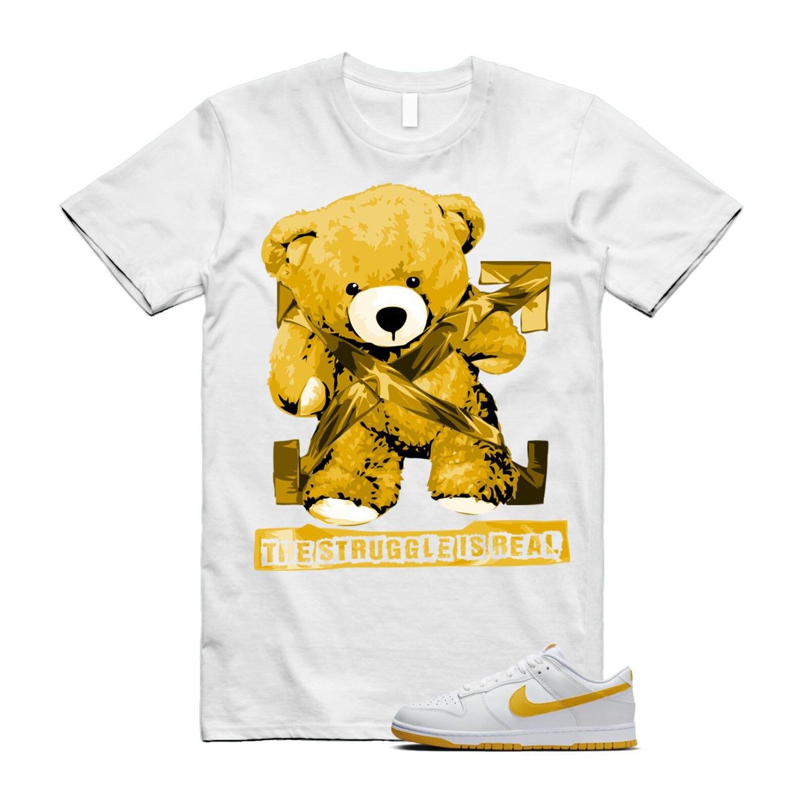 Dunk White University Gold Low T Shirt Match STRUG T-Shirt, Sneaker Match Tee