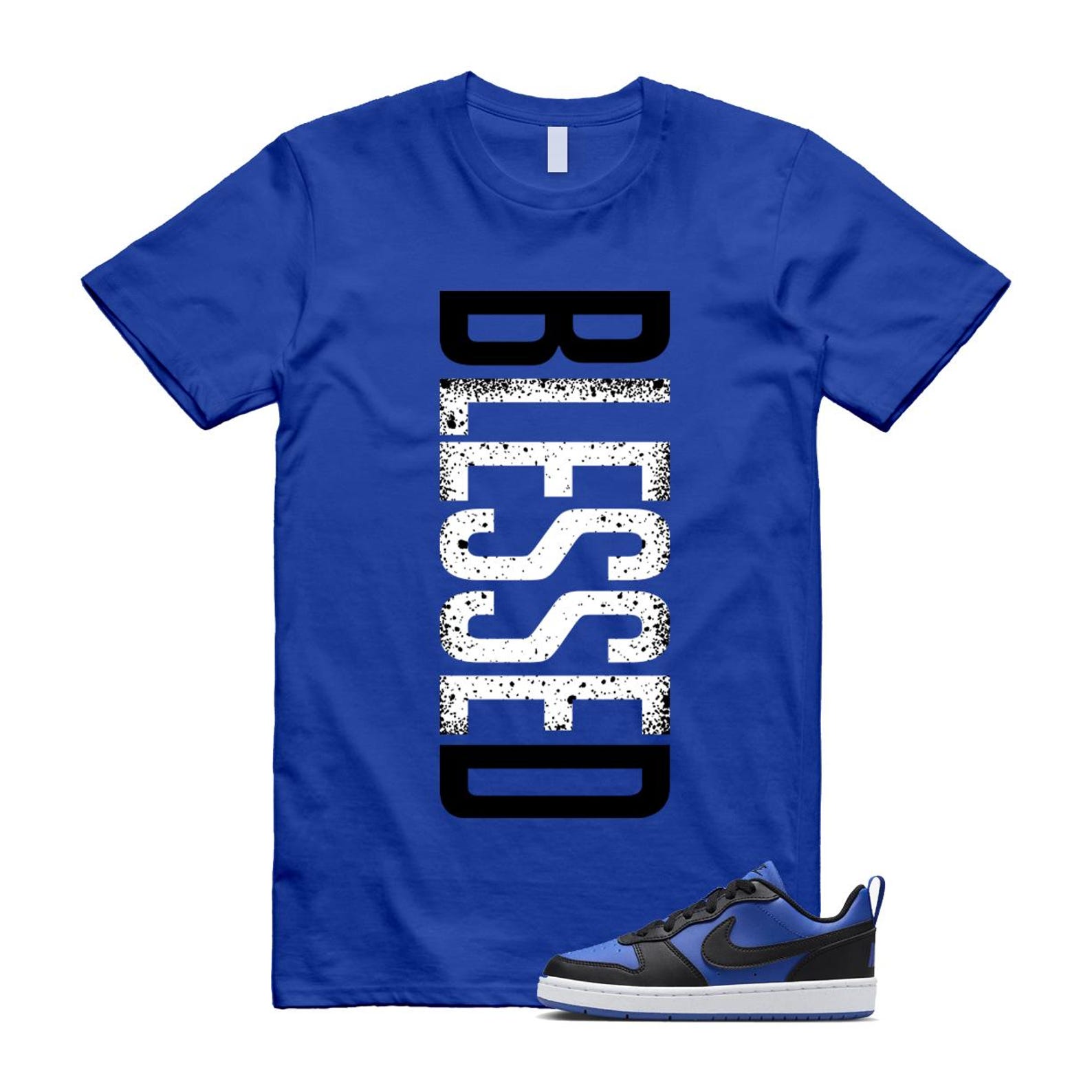 Court Borough Recraft Game Royal Blue White Black Low T Shirt Match VERTBLS T-Shirt, Sneaker Match Tee