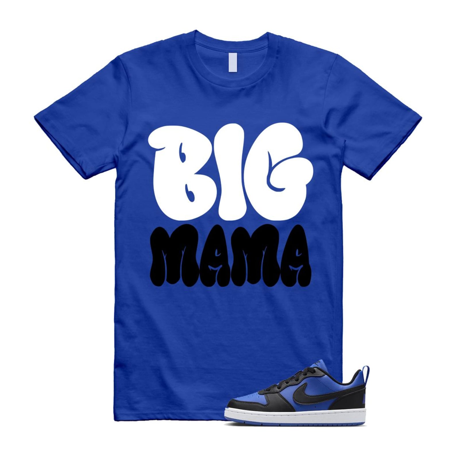 Court Borough Recraft Game Royal Blue White Black Low T Shirt Match MAMA T-Shirt, Sneaker Match Tee