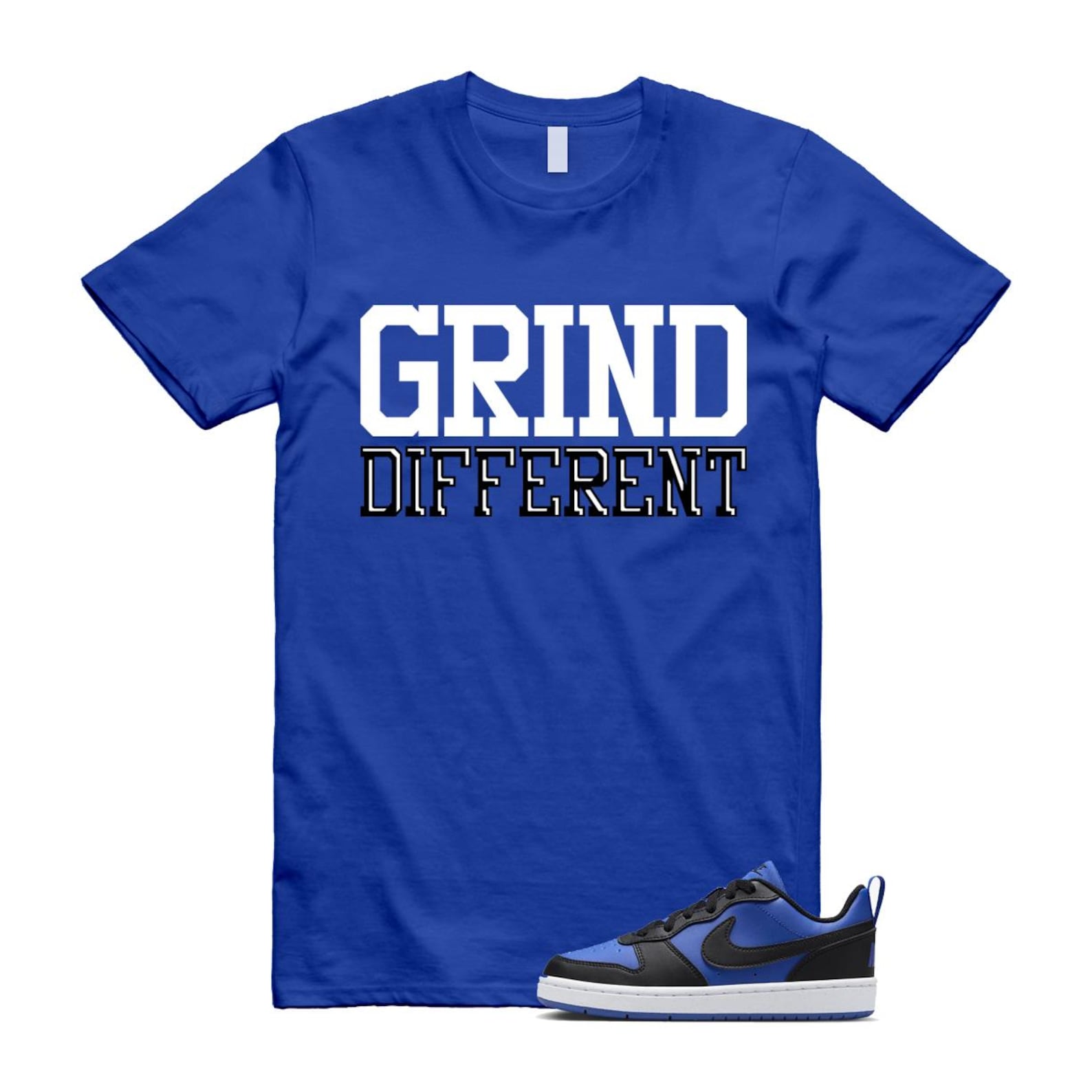 Court Borough Recraft Game Royal Blue White Black Low T Shirt Match GRD T-Shirt, Sneaker Match Tee