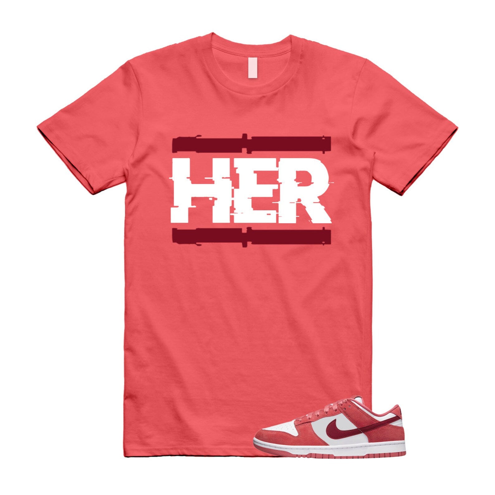 Dunk Valentine's Day Low Team Red Adobe Dragon White T Shirt Match HER T-Shirt, Sneaker Match Tee