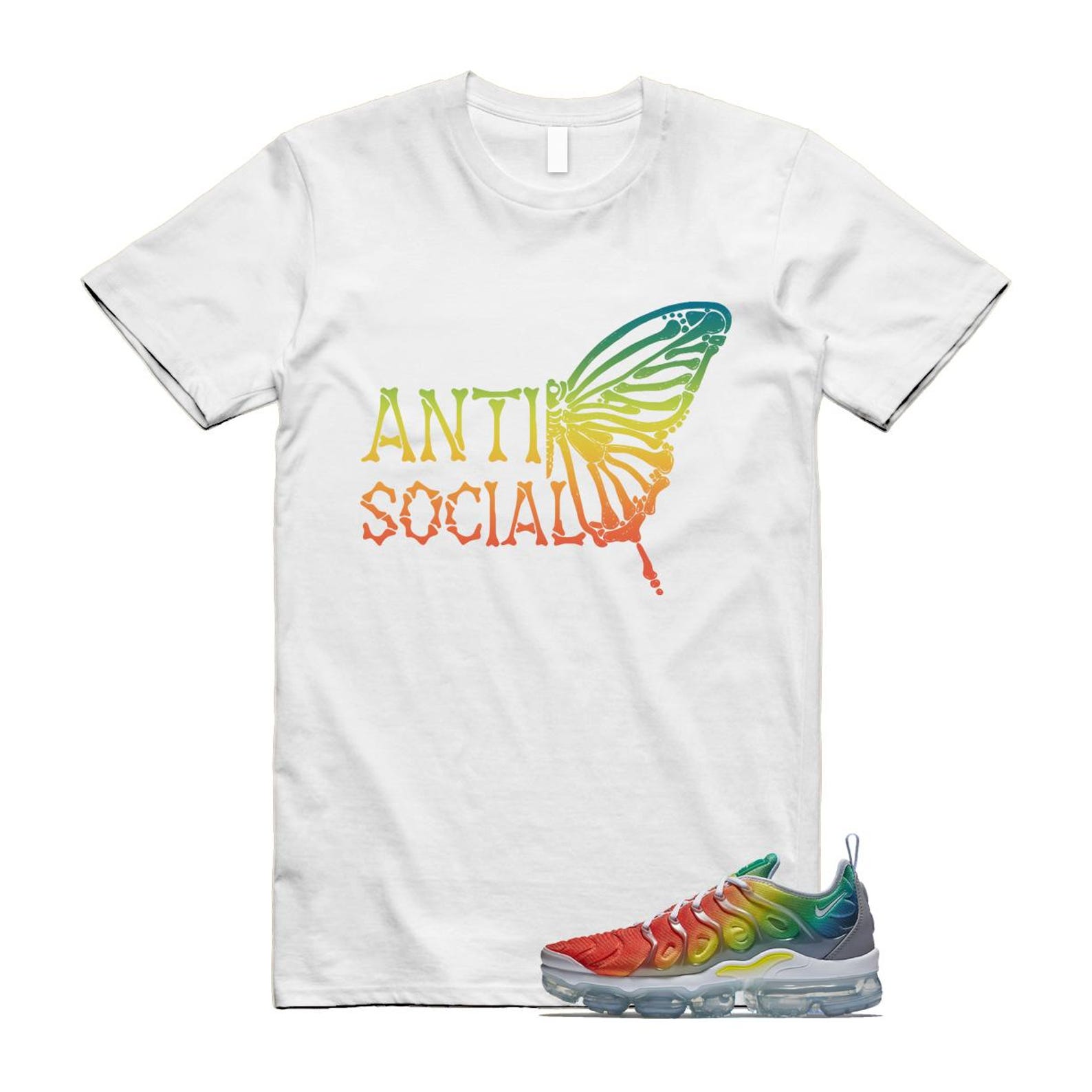 VaporMax Rainbow Air Plus White Neptune Blue Dynamic Yellow T Shirt Match ASB T-Shirt, Sneaker Match Tee