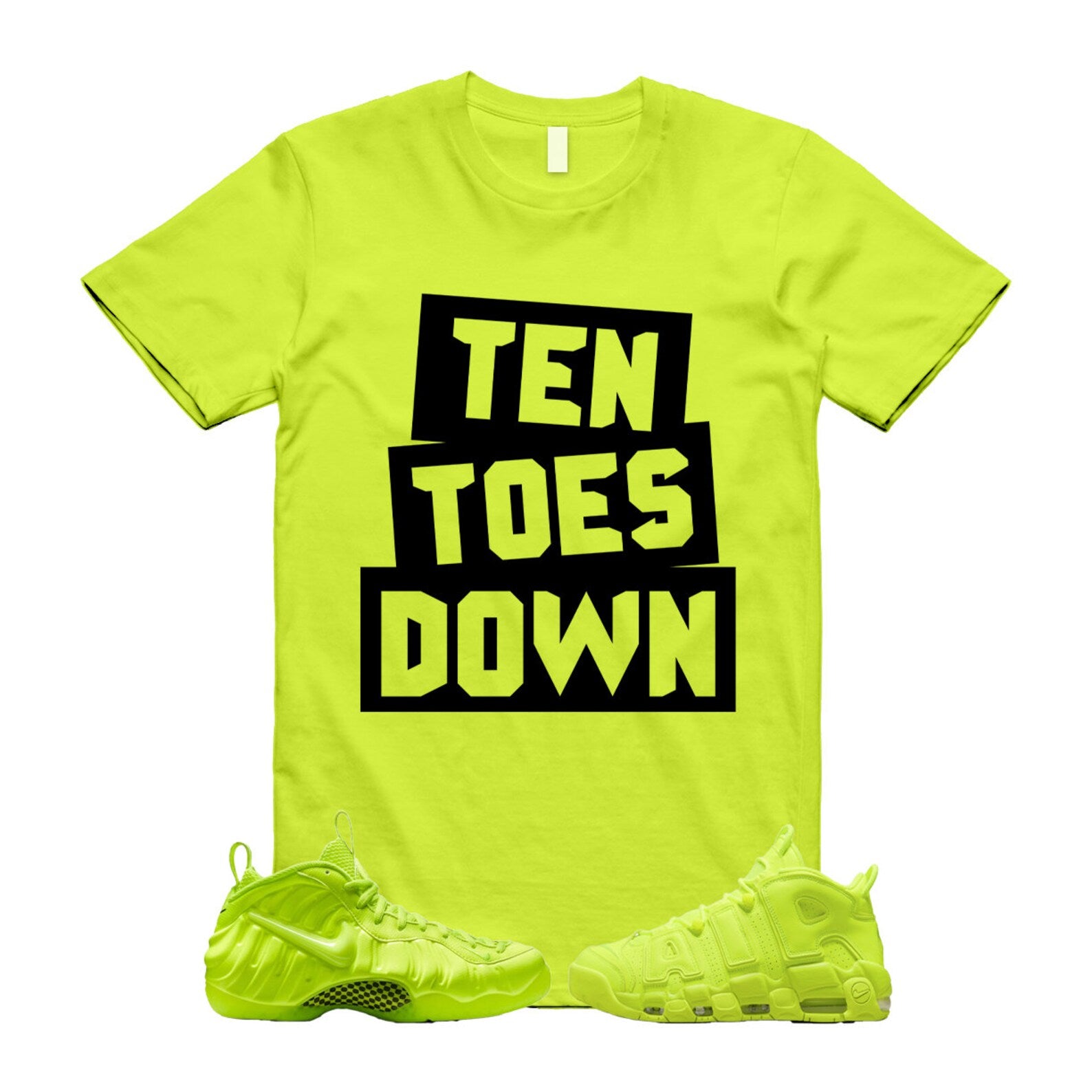 Volt Uptempo Air More 96 Neon Yellow Foamposite Vapormax Plus Tennis Balls T Shirt Match TTD T-Shirt, Sneaker Match Tee