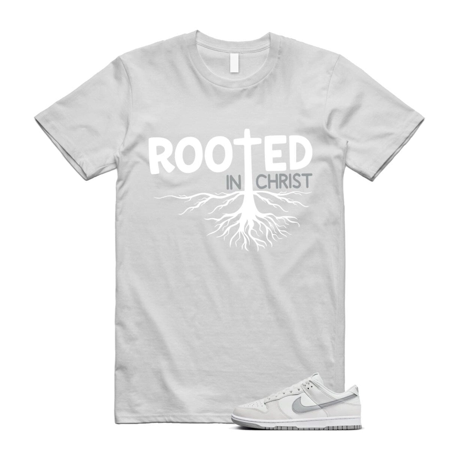 Dunk Summit White Light Smoke Grey Platinum Tint Low Retro T Shirt Match ROOTED T-Shirt, Sneaker Match Tee