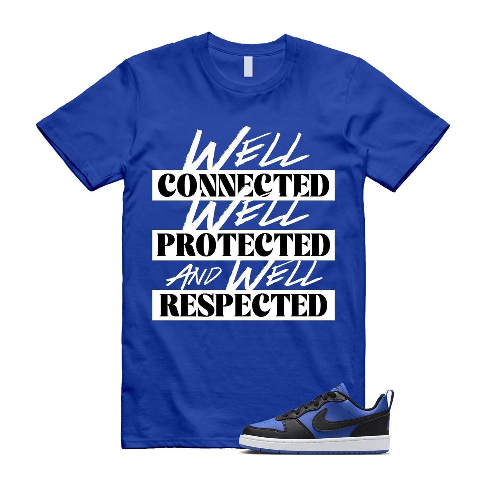 Court Borough Recraft Game Royal Blue White Black Low T Shirt Match WELL T-Shirt, Sneaker Match Tee