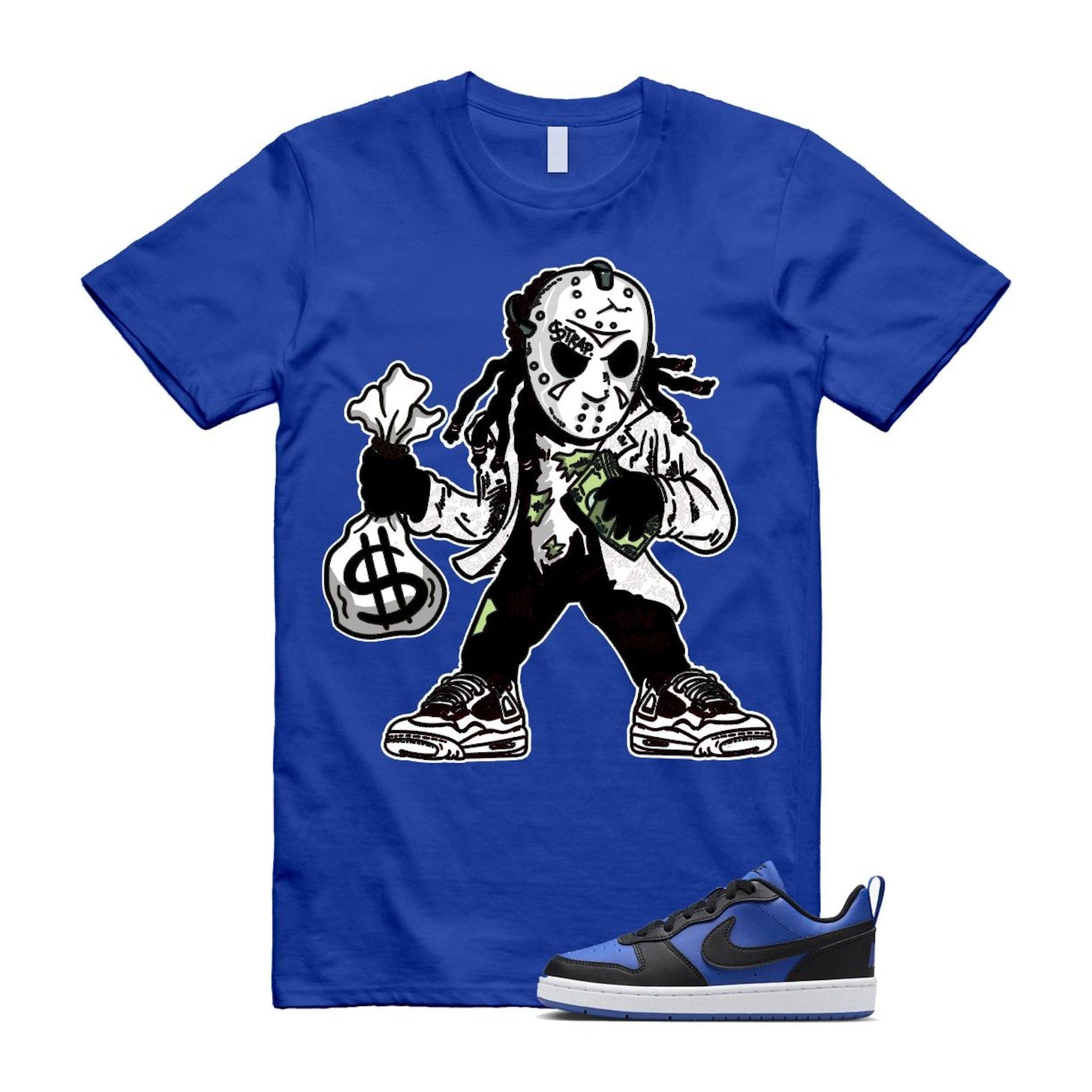 Court Borough Recraft Game Royal Blue White Black Low T Shirt Match JASON T-Shirt, Sneaker Match Tee