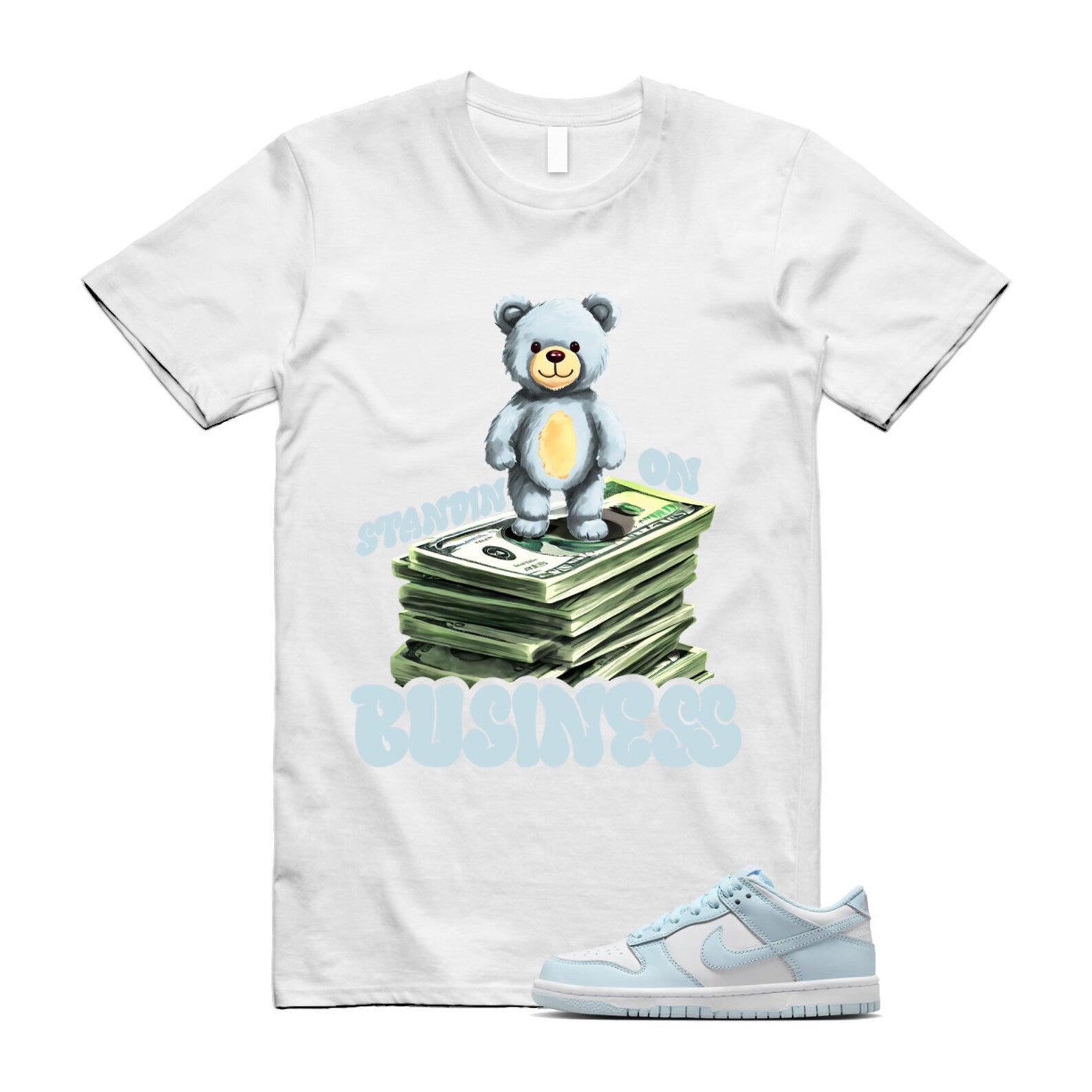 Dunk White Glacier Blue Low GS T Shirt Match SB2 T-Shirt, Sneaker Match Tee