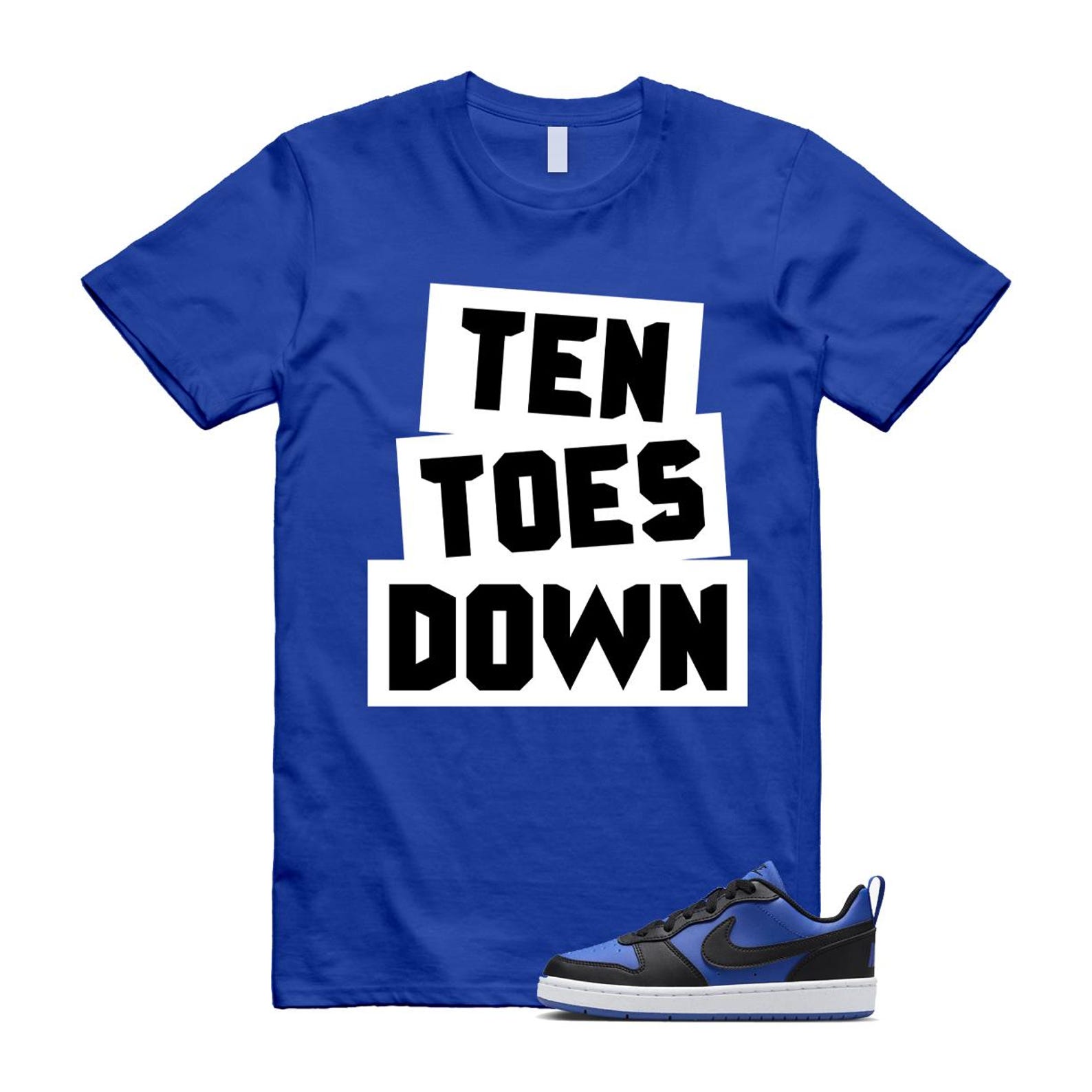 Court Borough Recraft Game Royal Blue White Black Low T Shirt Match TTD T-Shirt, Sneaker Match Tee