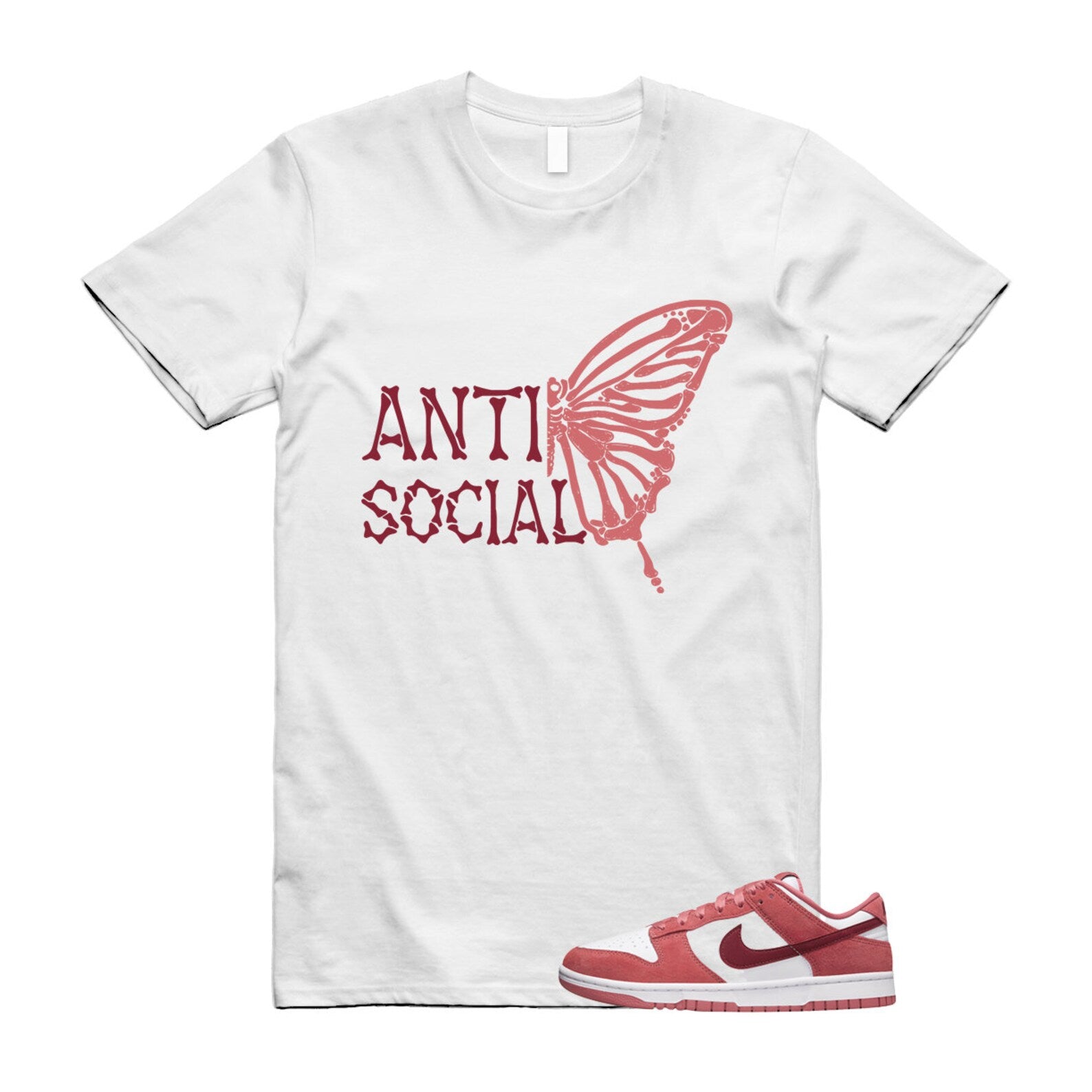 Dunk Valentine's Day Low Team Red Adobe Dragon White T Shirt Match ASB T-Shirt, Sneaker Match Tee