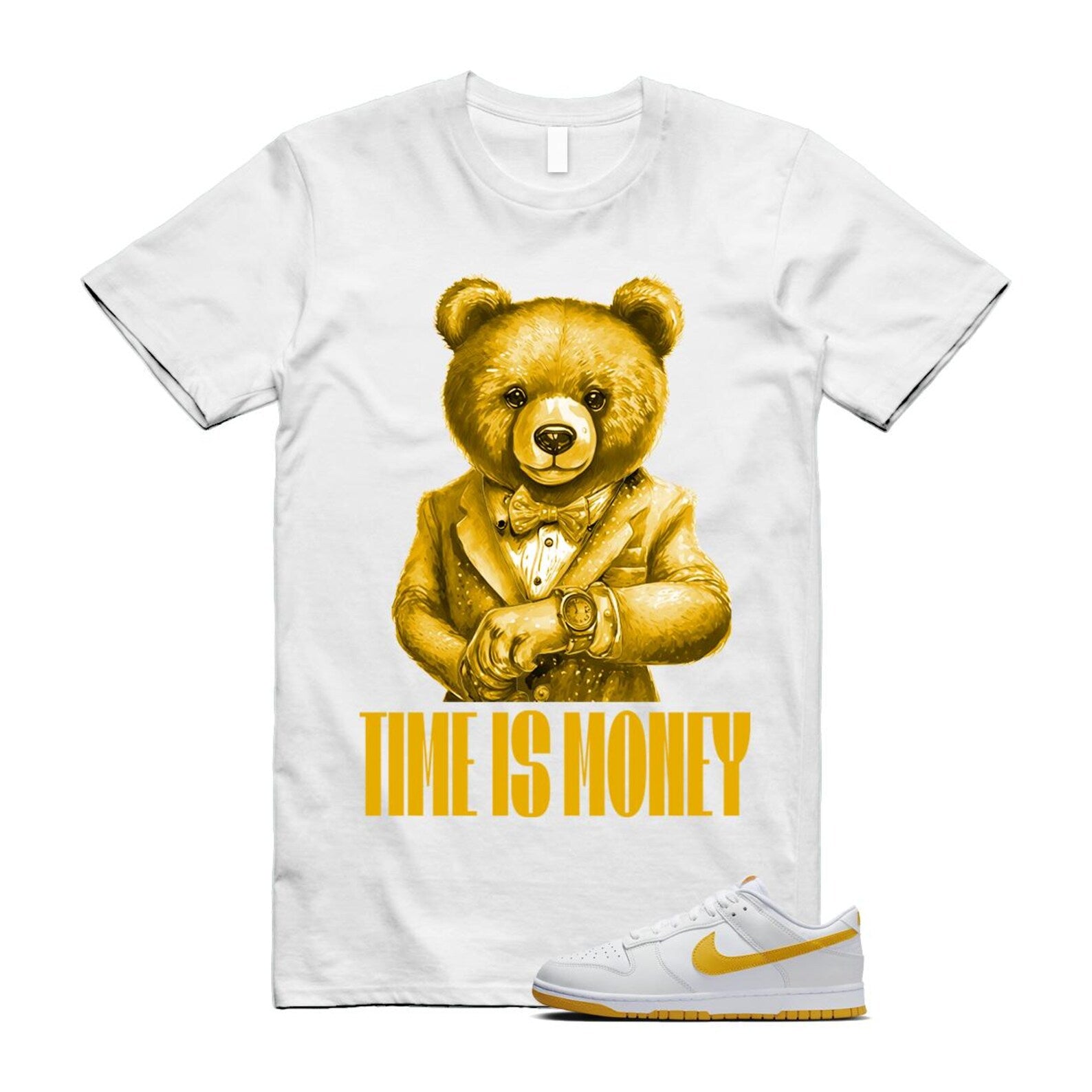 Dunk White University Gold Low T Shirt Match TIM T-Shirt, Sneaker Match Tee