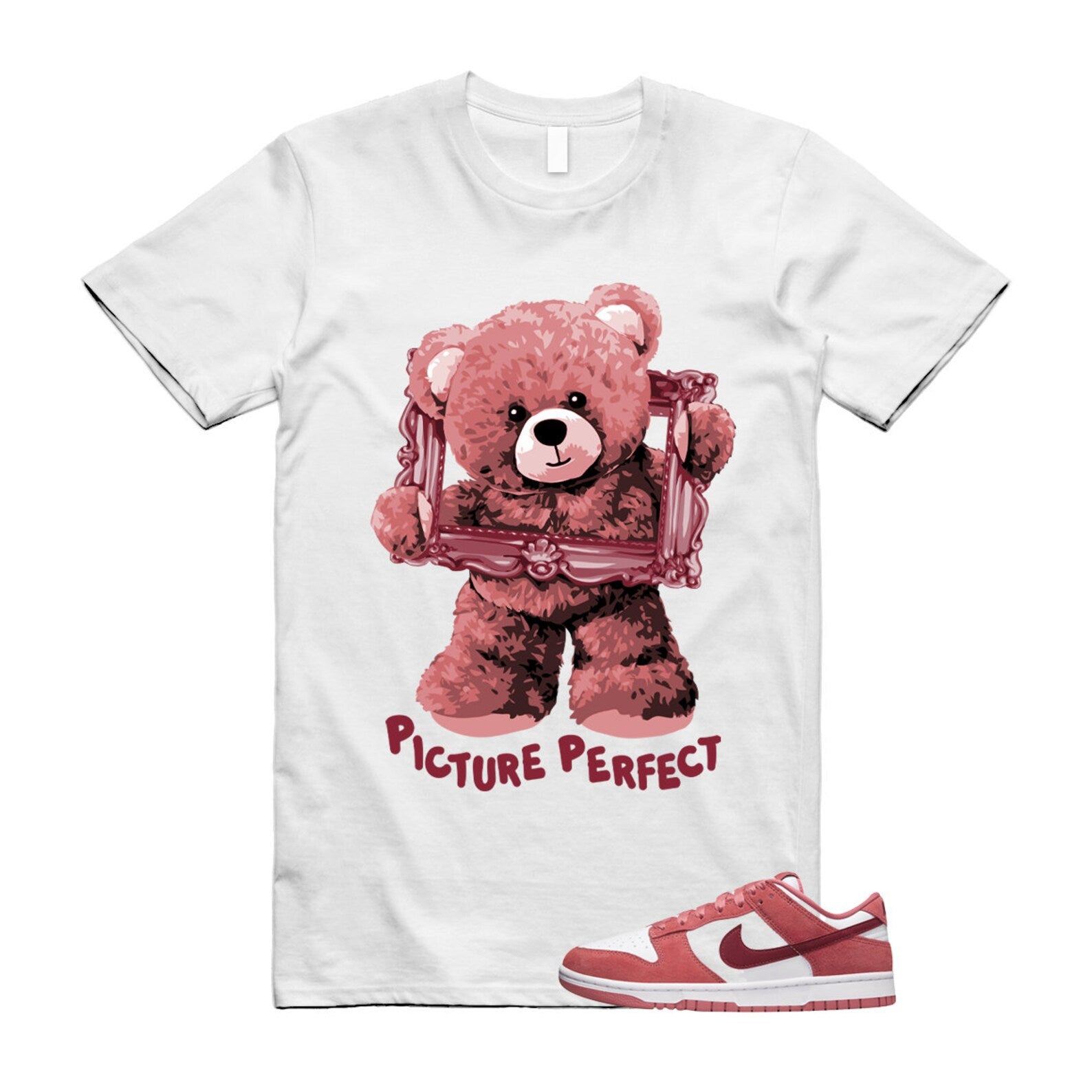 Dunk Valentine's Day Low Team Red Adobe Dragon White T Shirt Match PIC T-Shirt, Sneaker Match Tee