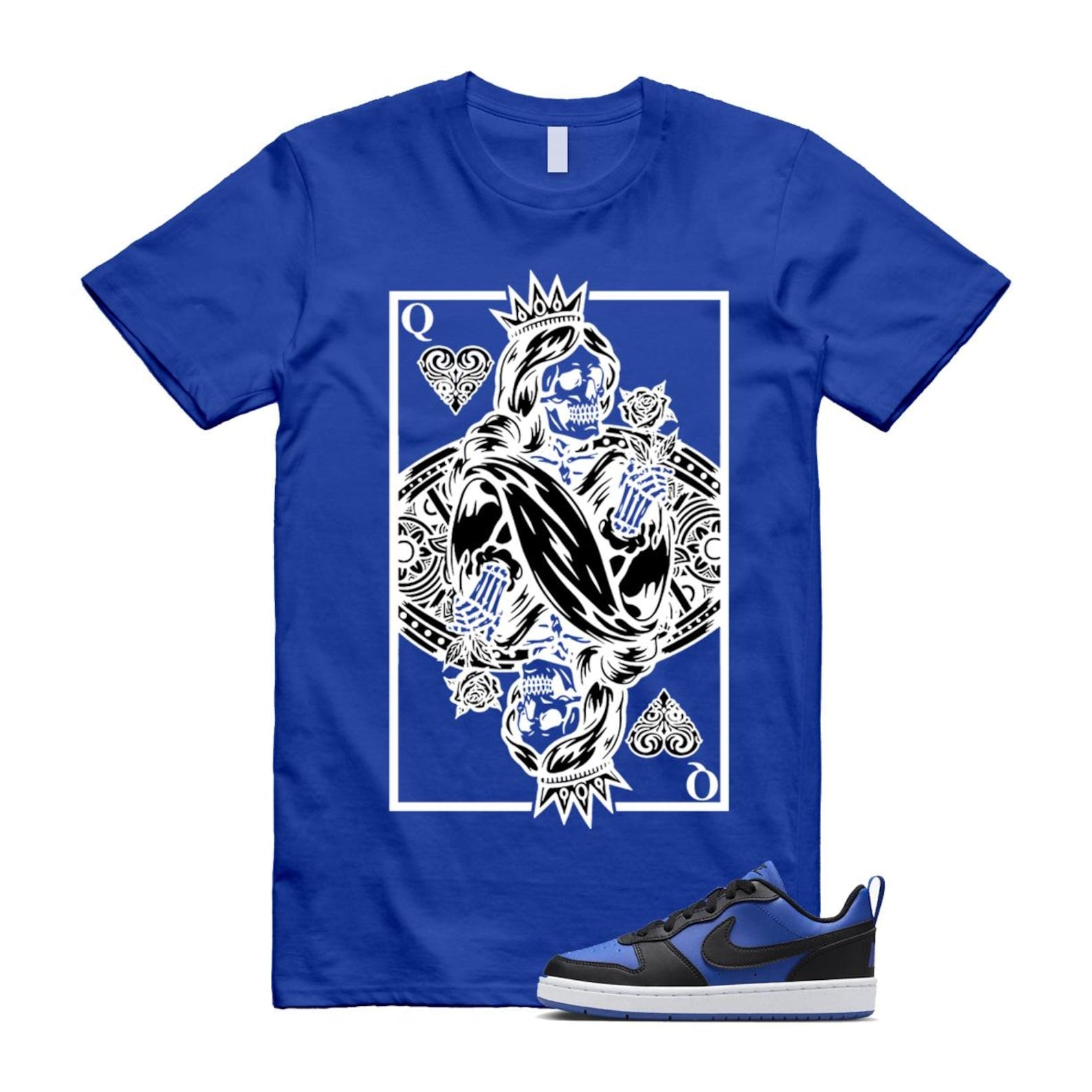 Court Borough Recraft Game Royal Blue White Black Low T Shirt Match QC T-Shirt, Sneaker Match Tee