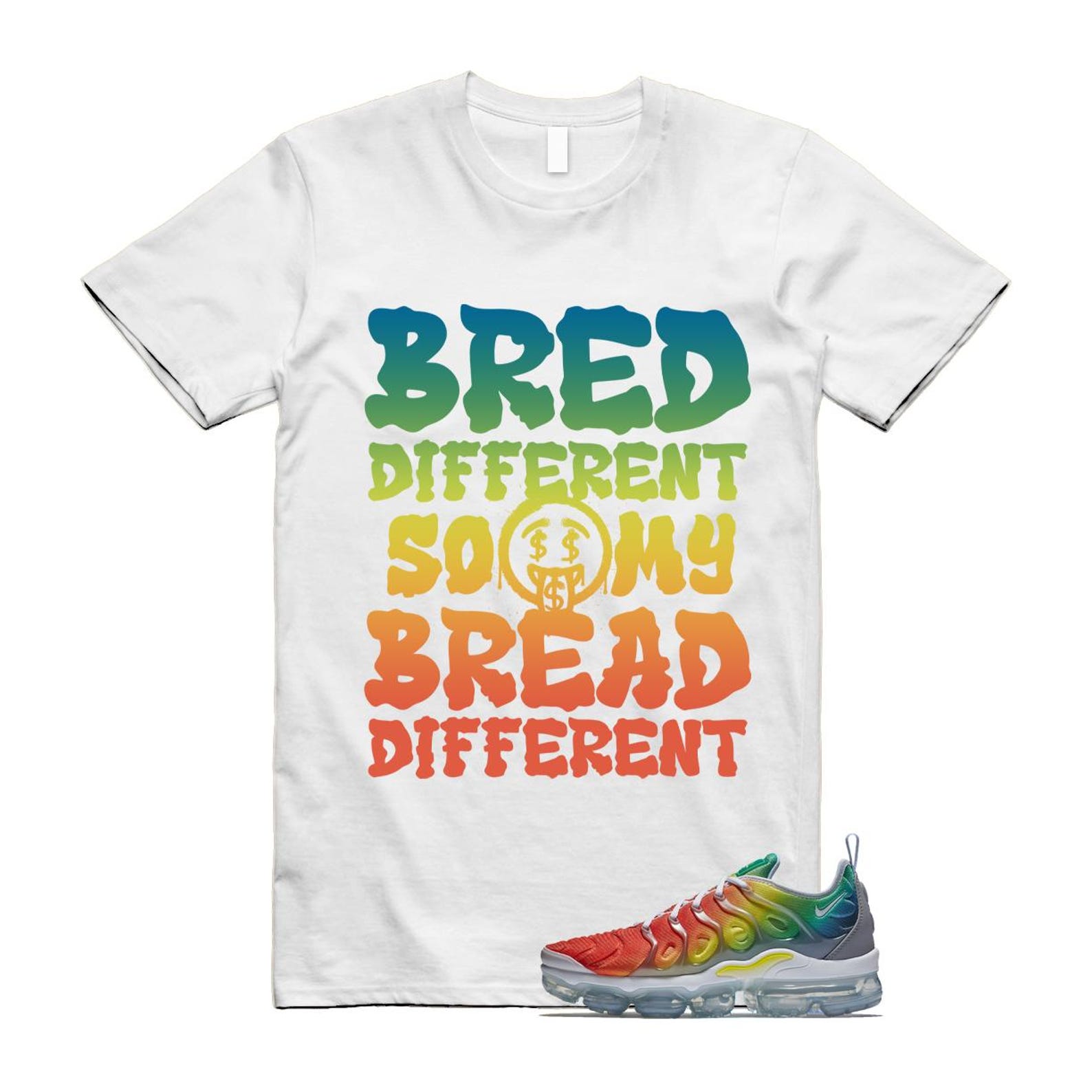 VaporMax Rainbow Air Plus White Neptune Blue Dynamic Yellow T Shirt Match BDBD T-Shirt, Sneaker Match Tee