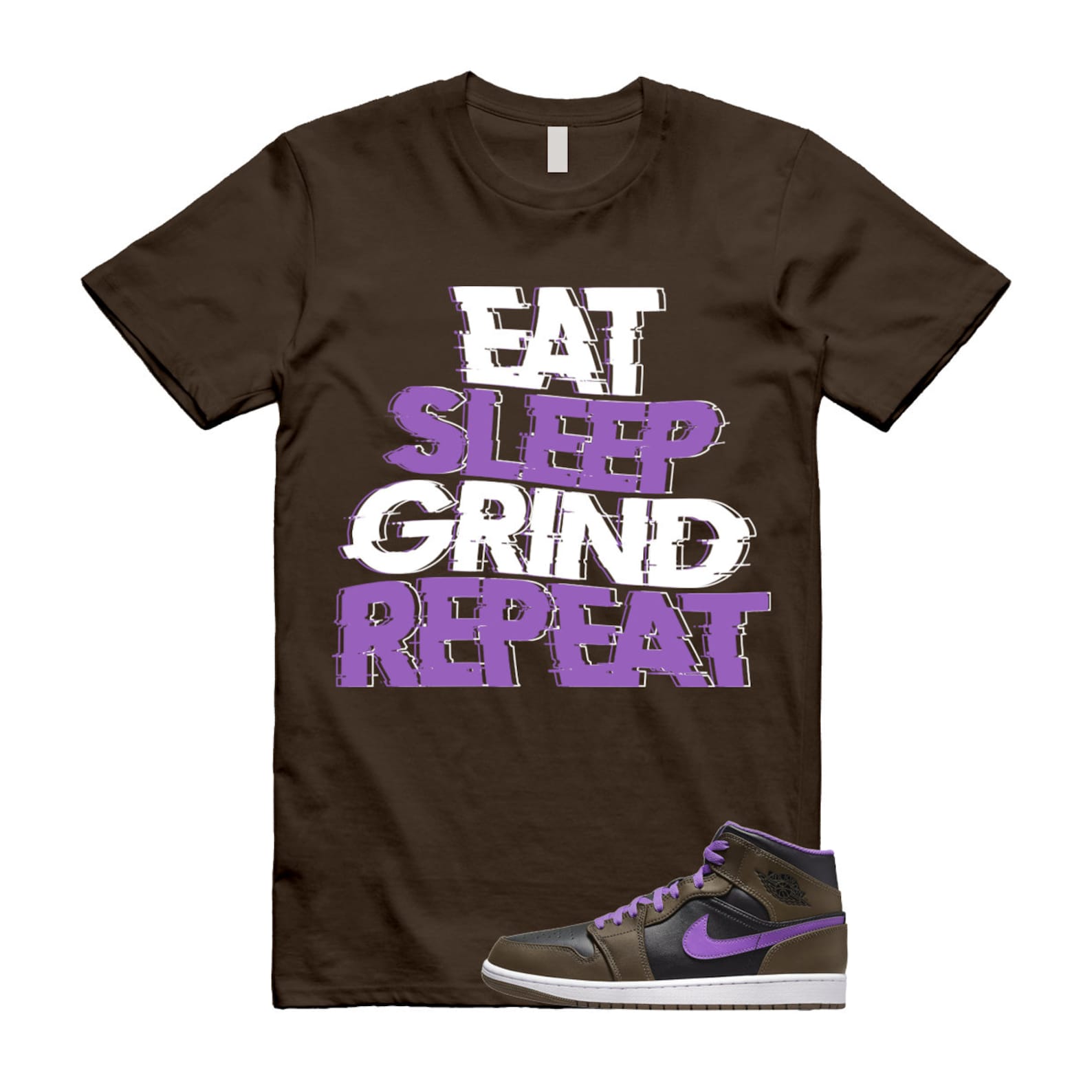 ESGR T Shirt to match Air 1 Mid Palomino Purple Mocha Wild Berry Black White T-Shirt, Sneaker Match Tee