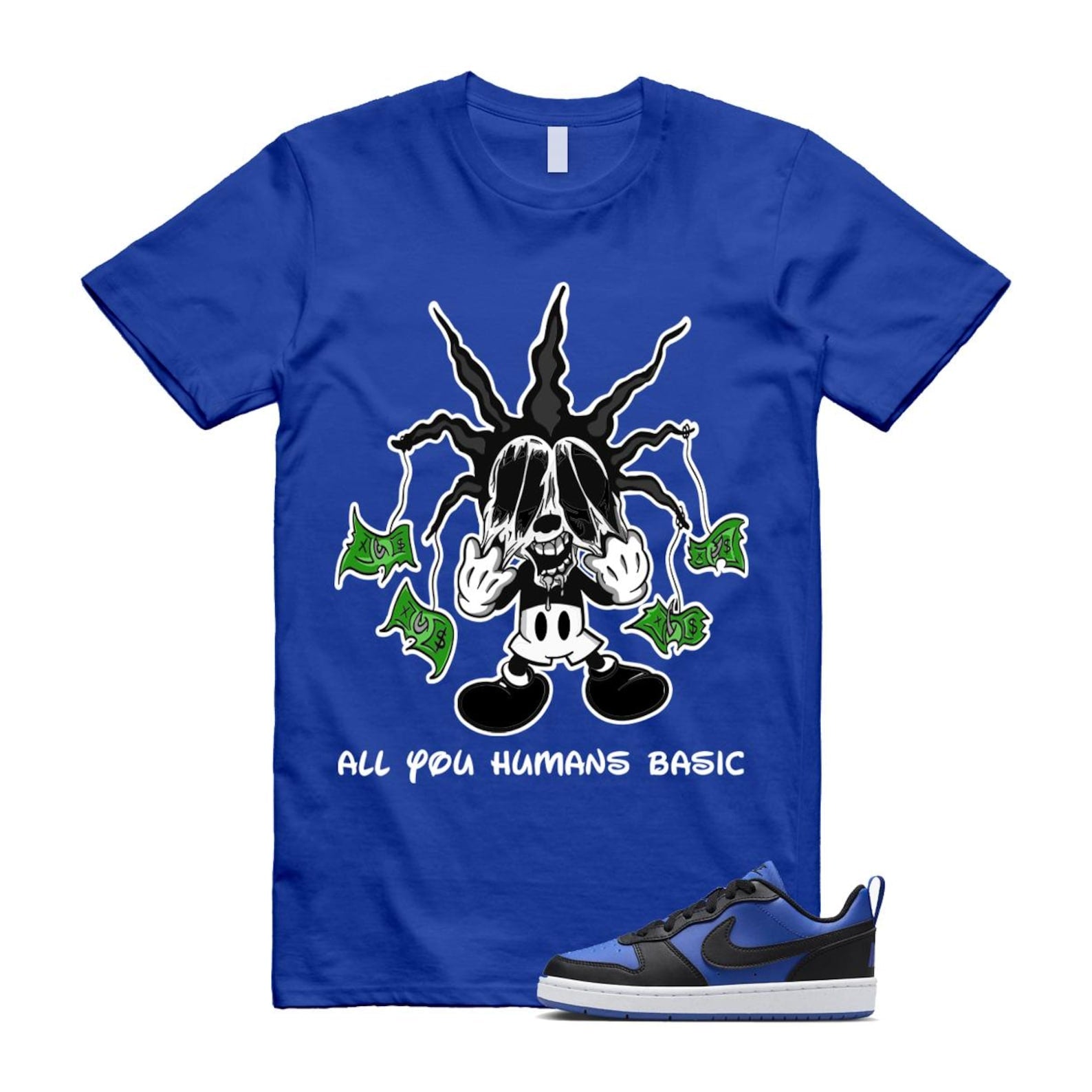 Court Borough Recraft Game Royal Blue White Black Low T Shirt Match HOOK T-Shirt, Sneaker Match Tee