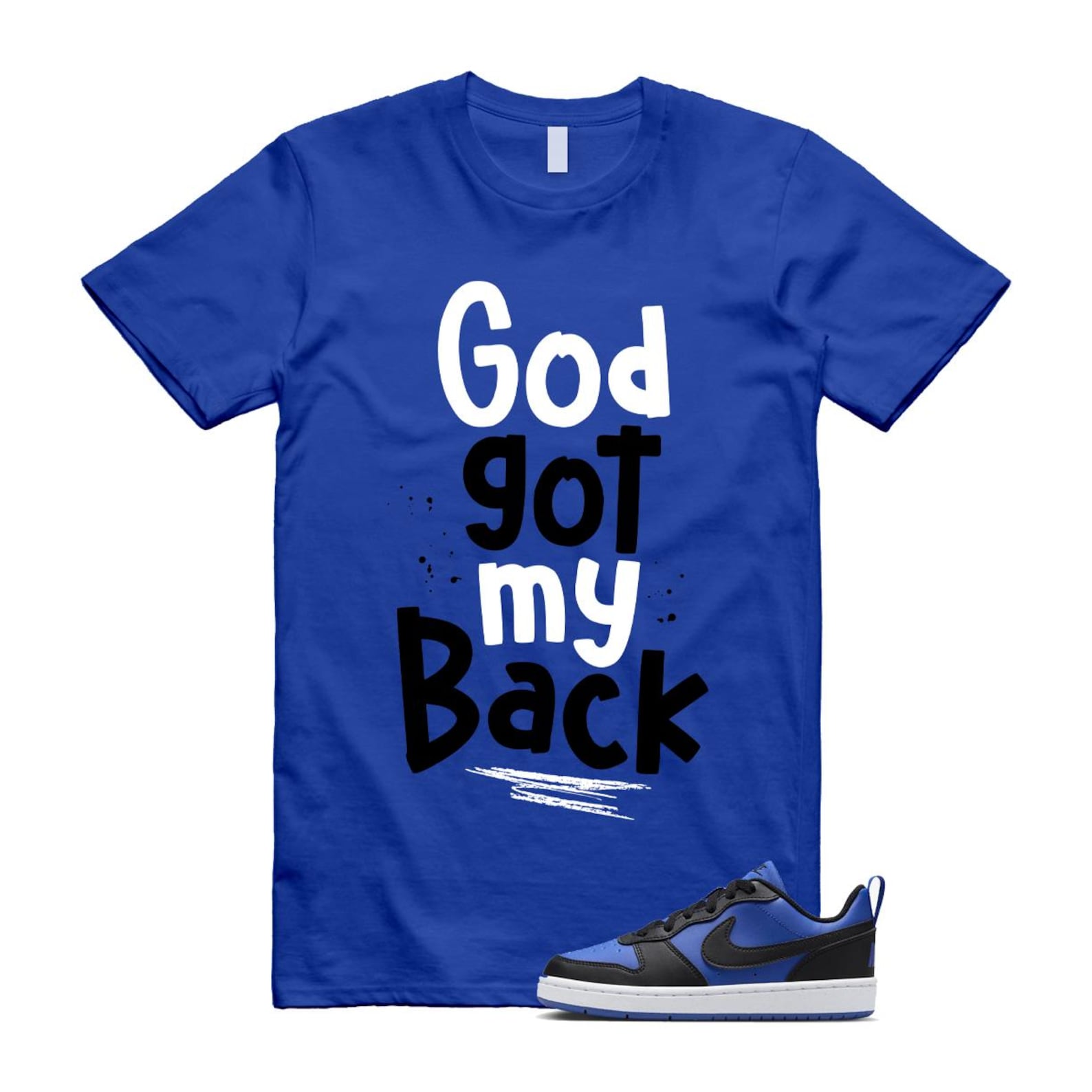 Court Borough Recraft Game Royal Blue White Black Low T Shirt Match GOD T-Shirt, Sneaker Match Tee