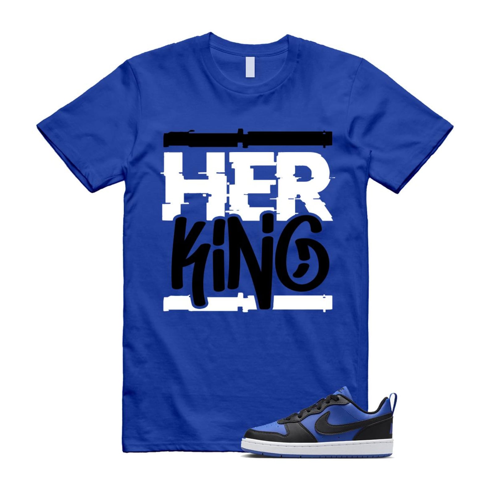 Court Borough Recraft Game Royal Blue White Black Low T Shirt Match HK T-Shirt, Sneaker Match Tee