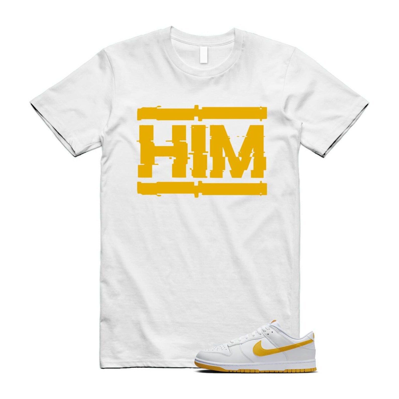 Dunk White University Gold Low T Shirt Match HIM T-Shirt, Sneaker Match Tee