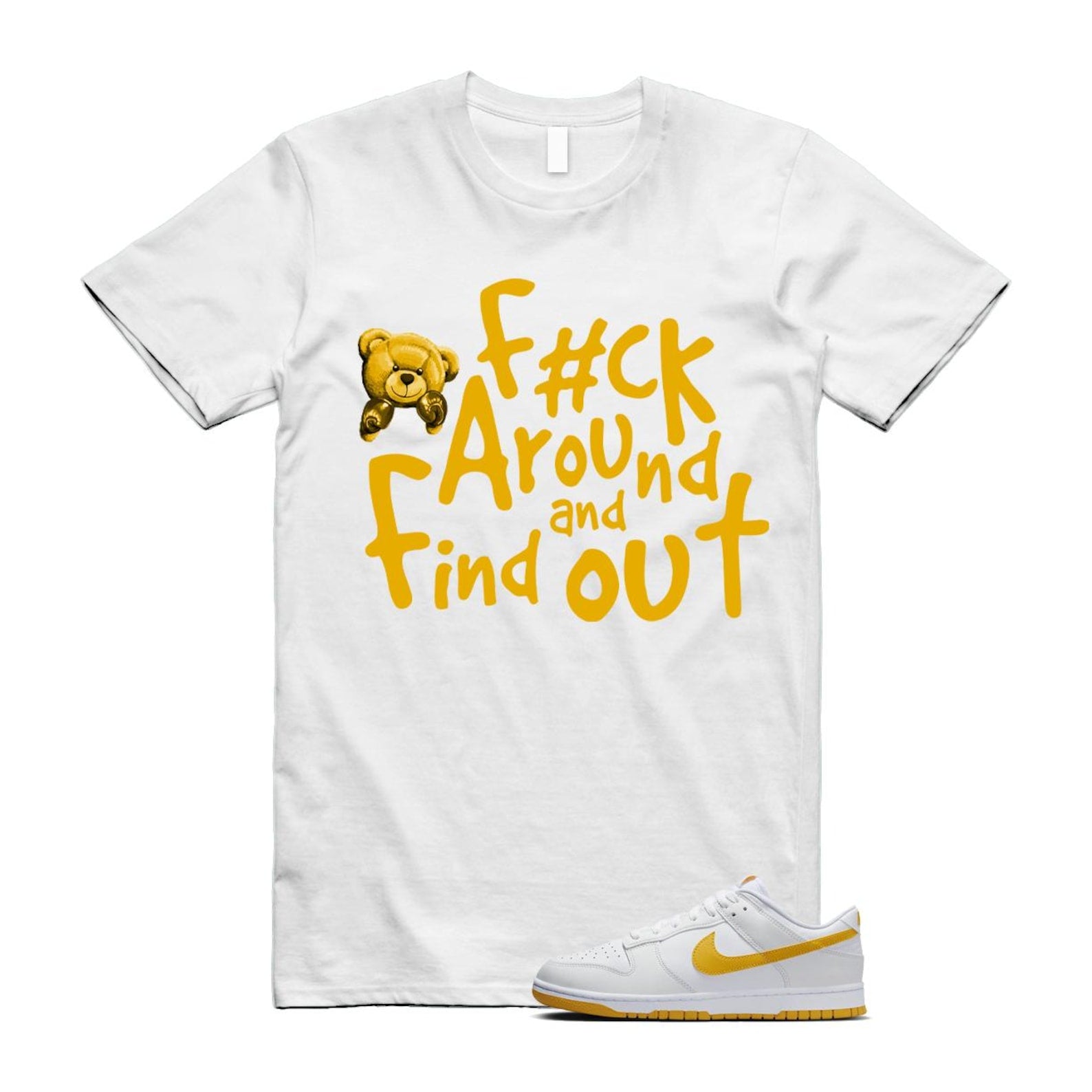 Dunk White University Gold Low T Shirt Match FCK T-Shirt, Sneaker Match Tee