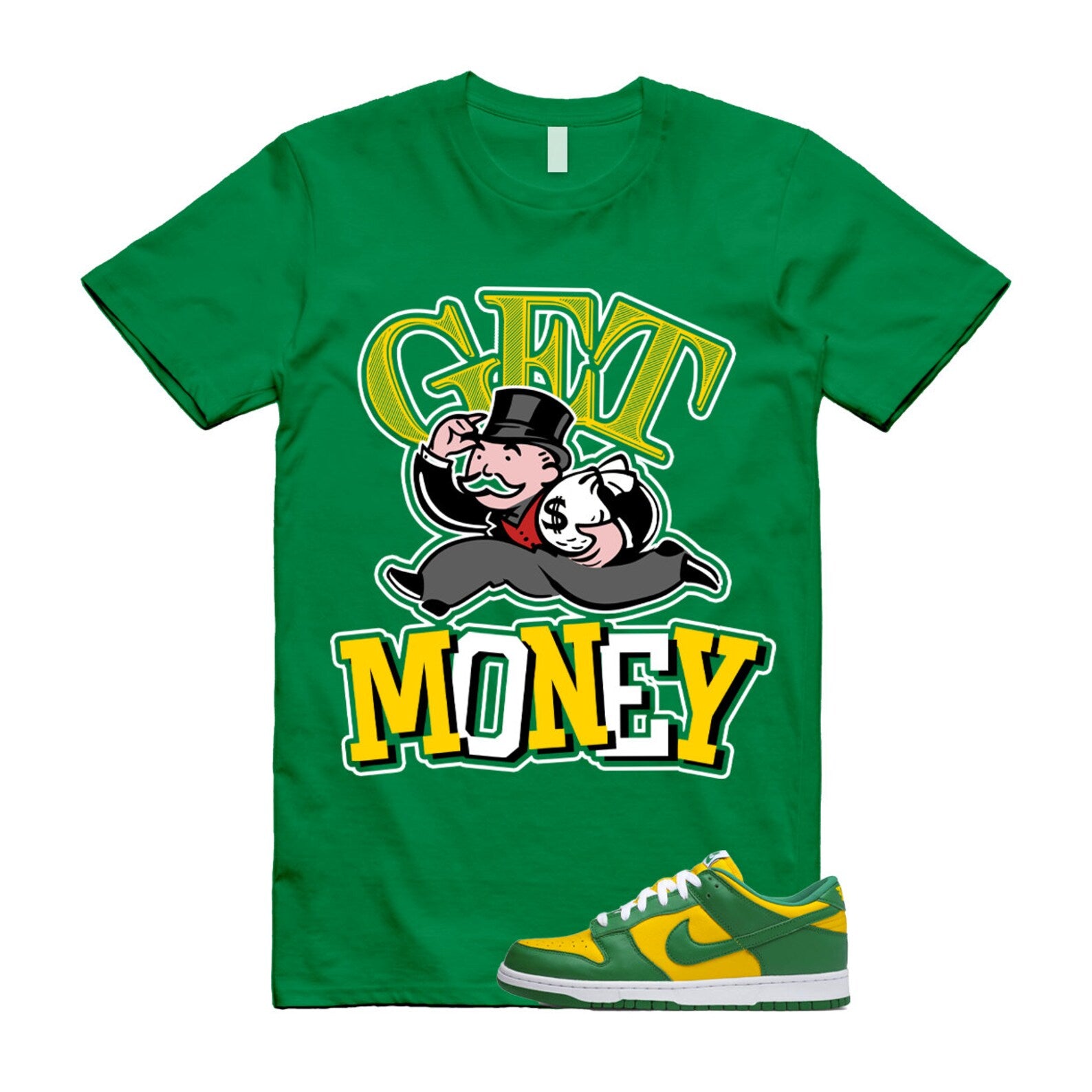 GM T Shirt to match N Dunk Low Brazil Varsity Maize Pine Green White SP OG T-Shirt, Sneaker Match Tee