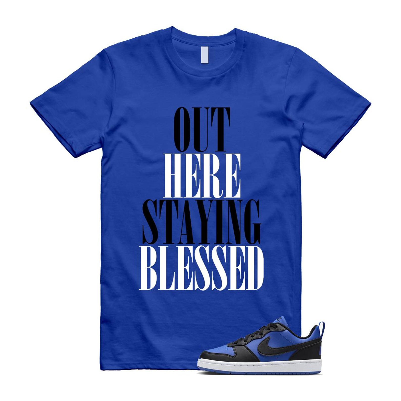 Court Borough Recraft Game Royal Blue White Black Low T Shirt Match STAYBLS T-Shirt, Sneaker Match Tee
