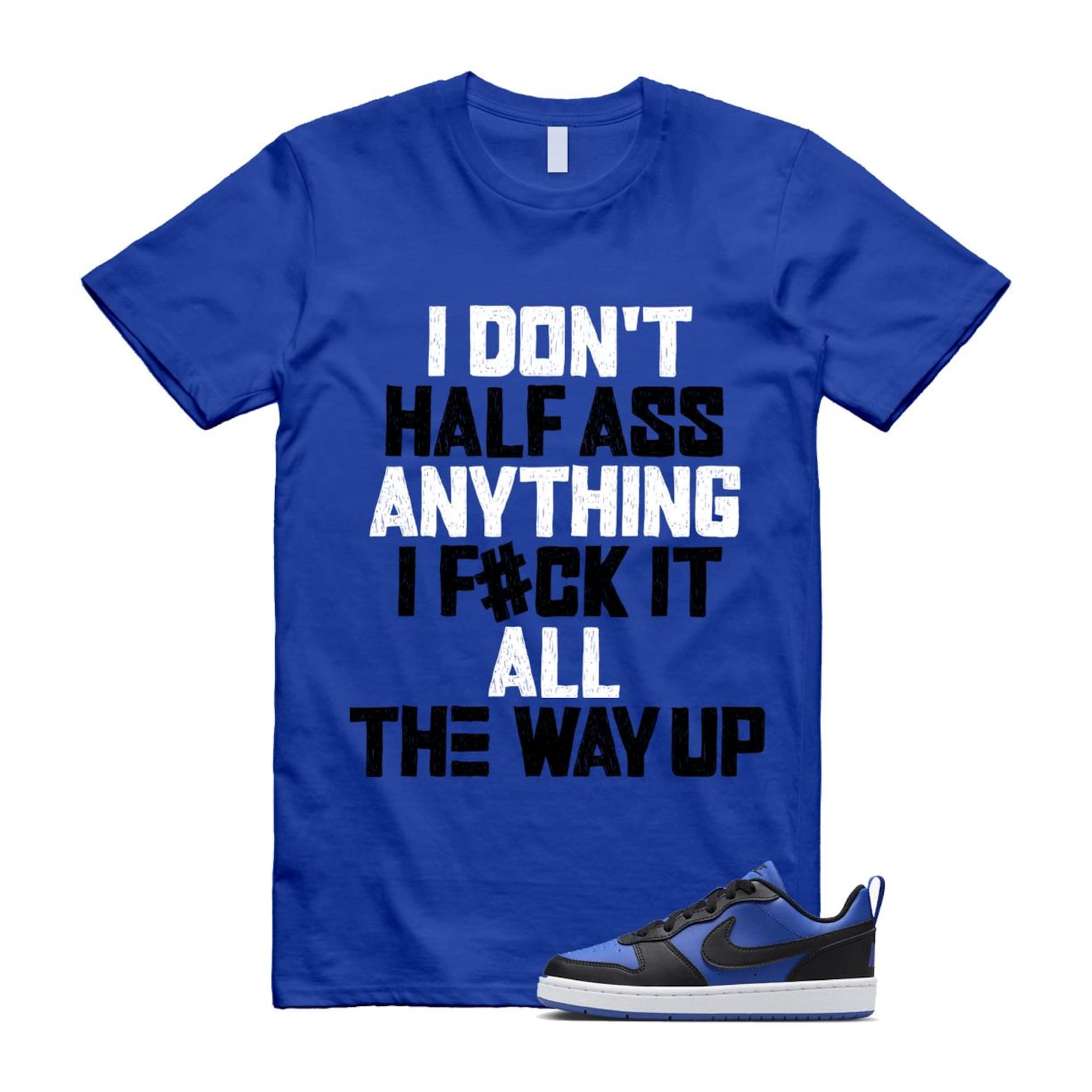 Court Borough Recraft Game Royal Blue White Black Low T Shirt Match HALF T-Shirt, Sneaker Match Tee