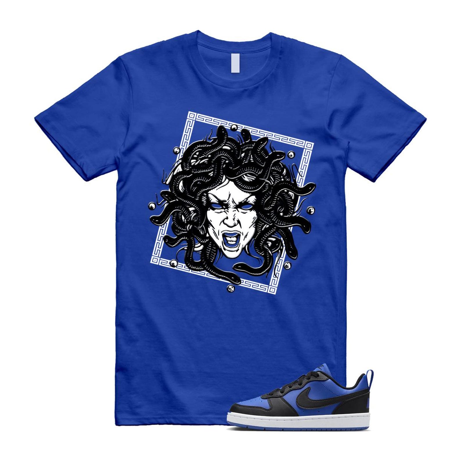 Court Borough Recraft Game Royal Blue White Black Low T Shirt Match SHM T-Shirt, Sneaker Match Tee
