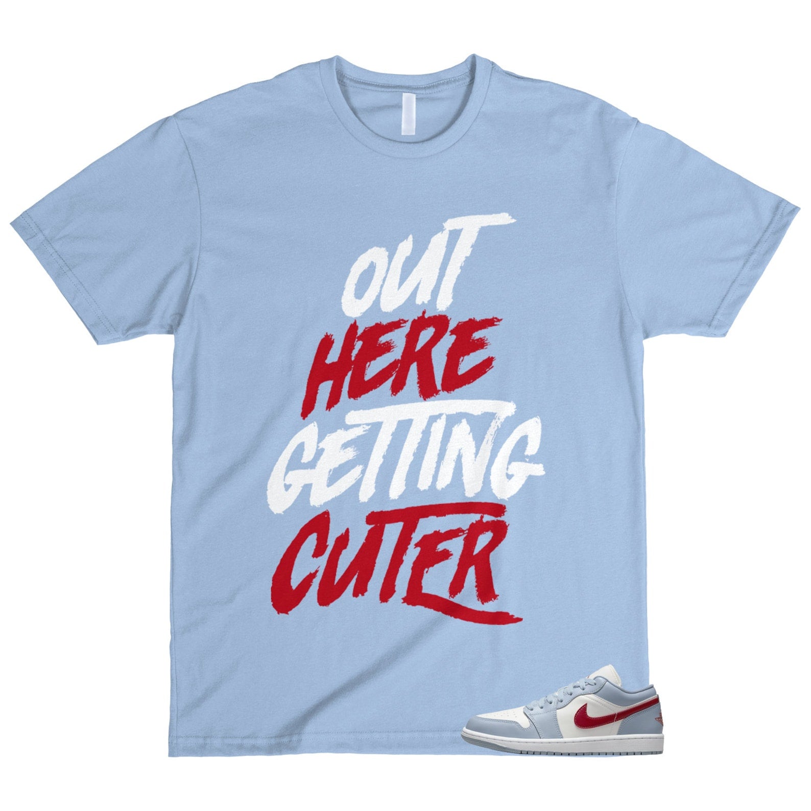 1 Blue Whisper Dune Red Grey White Sail Low T Shirt Match CUTER T-Shirt, Sneaker Match Tee