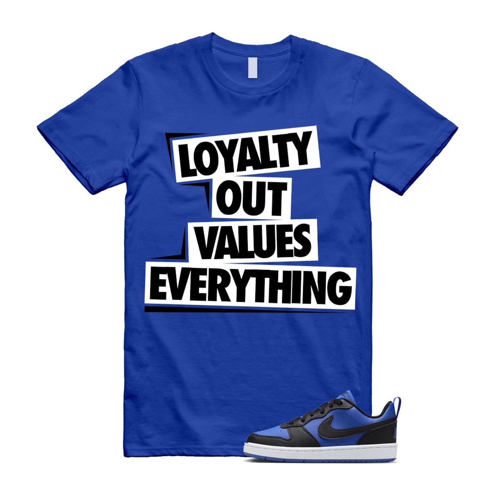 Court Borough Recraft Game Royal Blue White Black Low T Shirt Match LOVE T-Shirt, Sneaker Match Tee