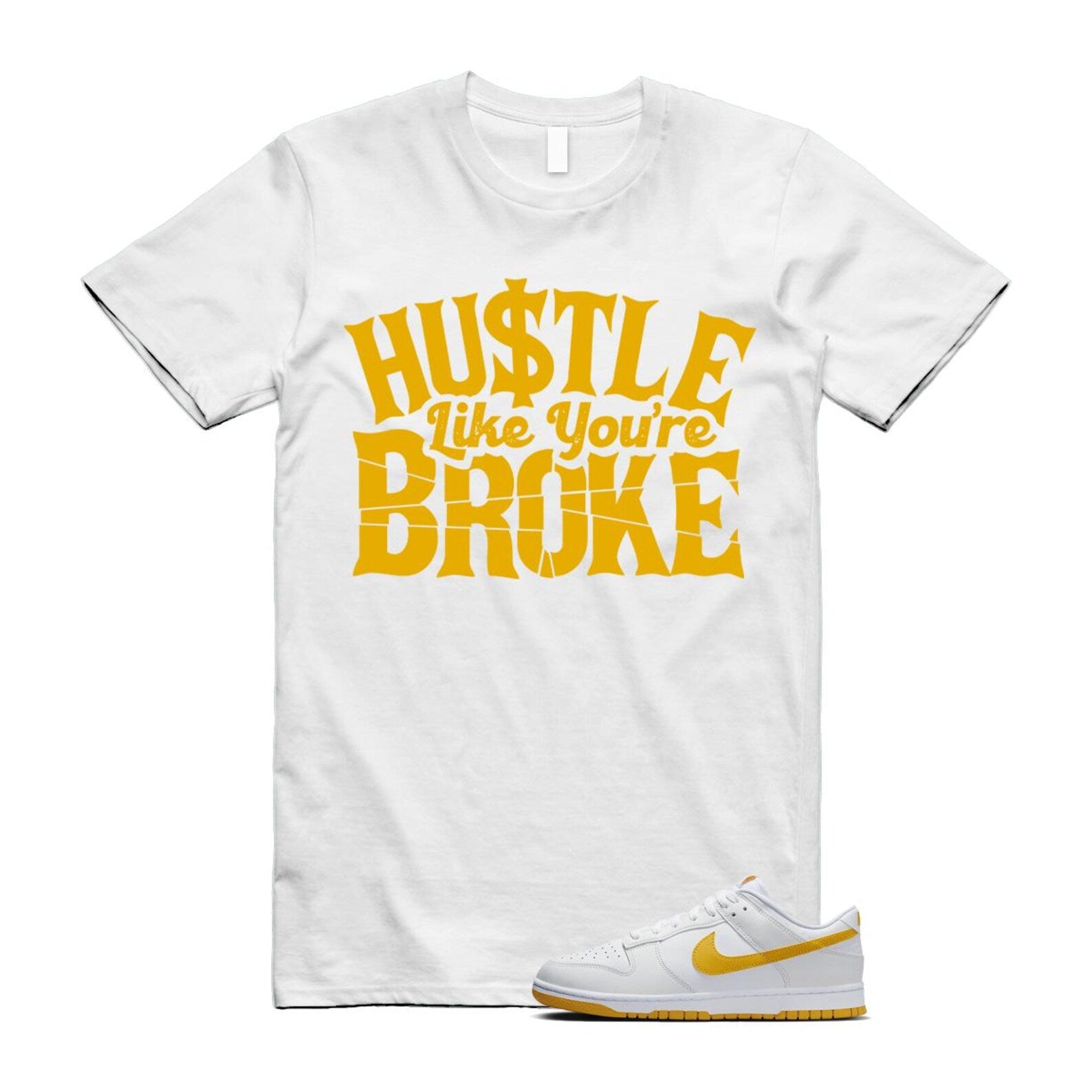 Dunk White University Gold Low T Shirt Match BROKE T-Shirt, Sneaker Match Tee