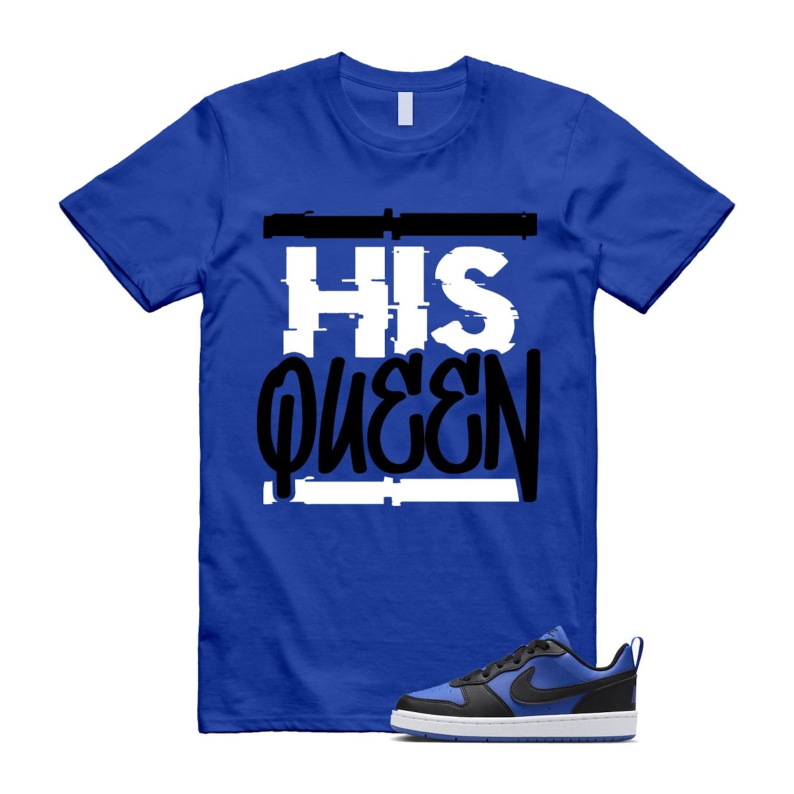Court Borough Recraft Game Royal Blue White Black Low T Shirt Match HQ T-Shirt, Sneaker Match Tee