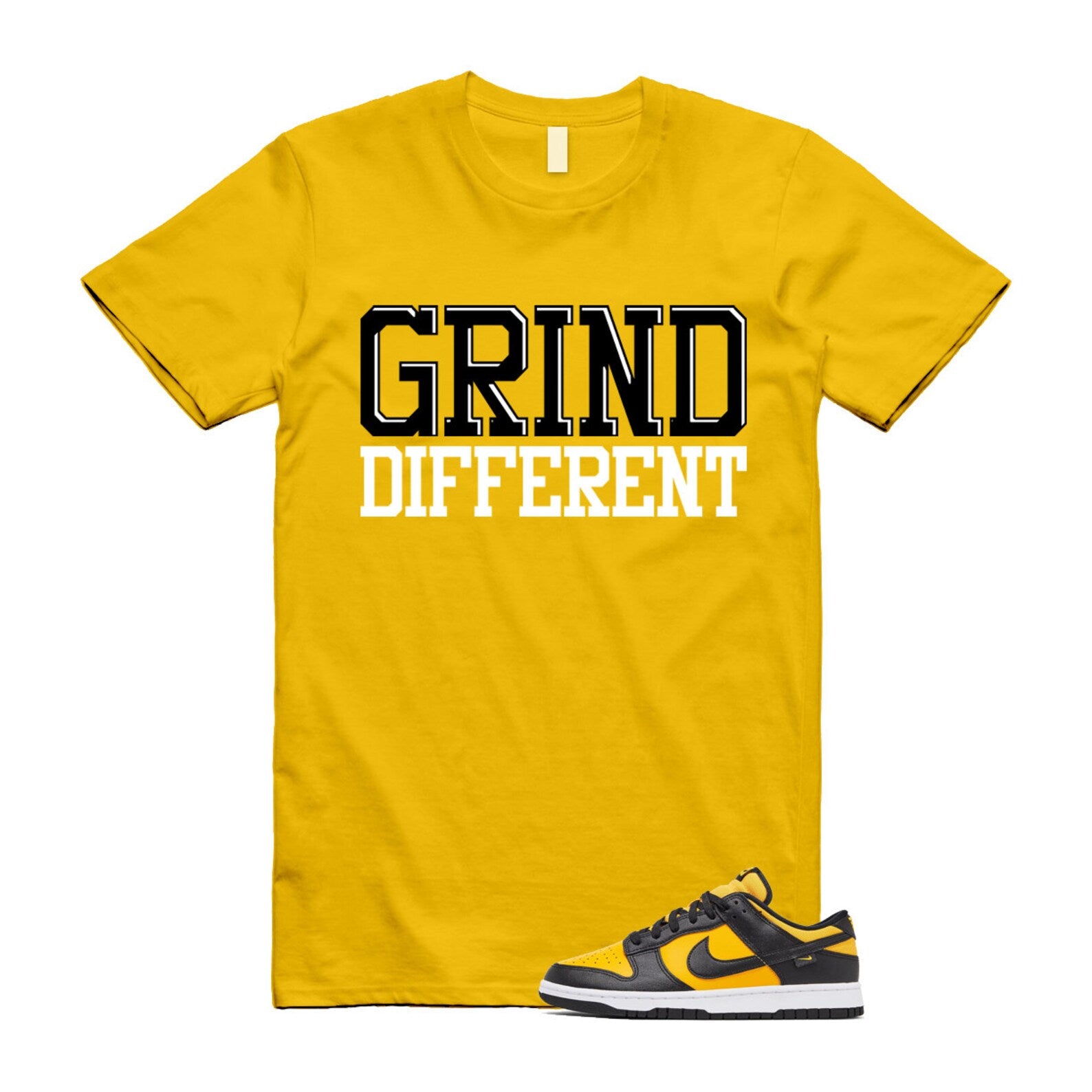 Dunk Reverse Goldenrod University Gold Black White Low T Shirt Match GRD T-Shirt, Sneaker Match Tee