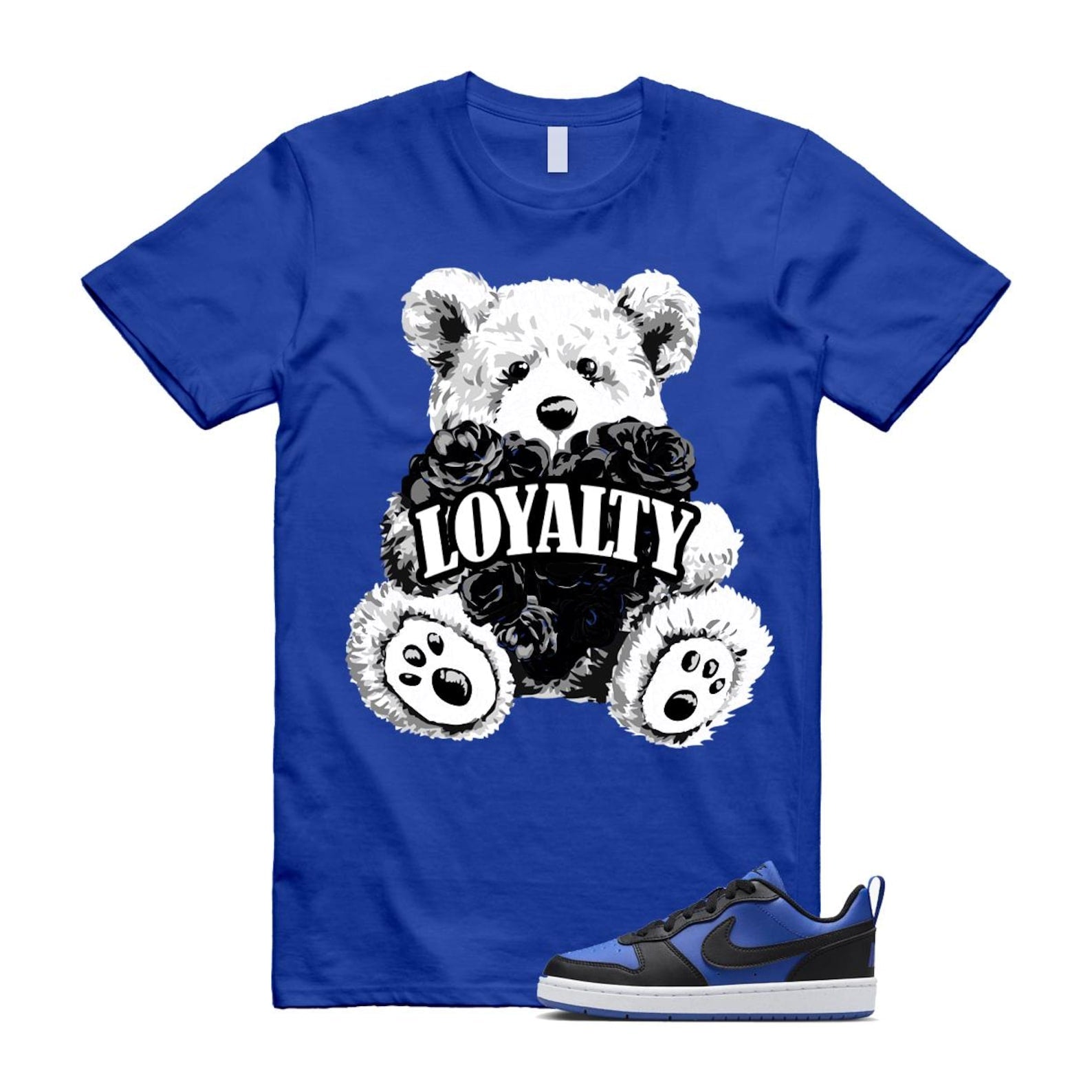 Court Borough Recraft Game Royal Blue White Black Low T Shirt Match LYLTY T-Shirt, Sneaker Match Tee