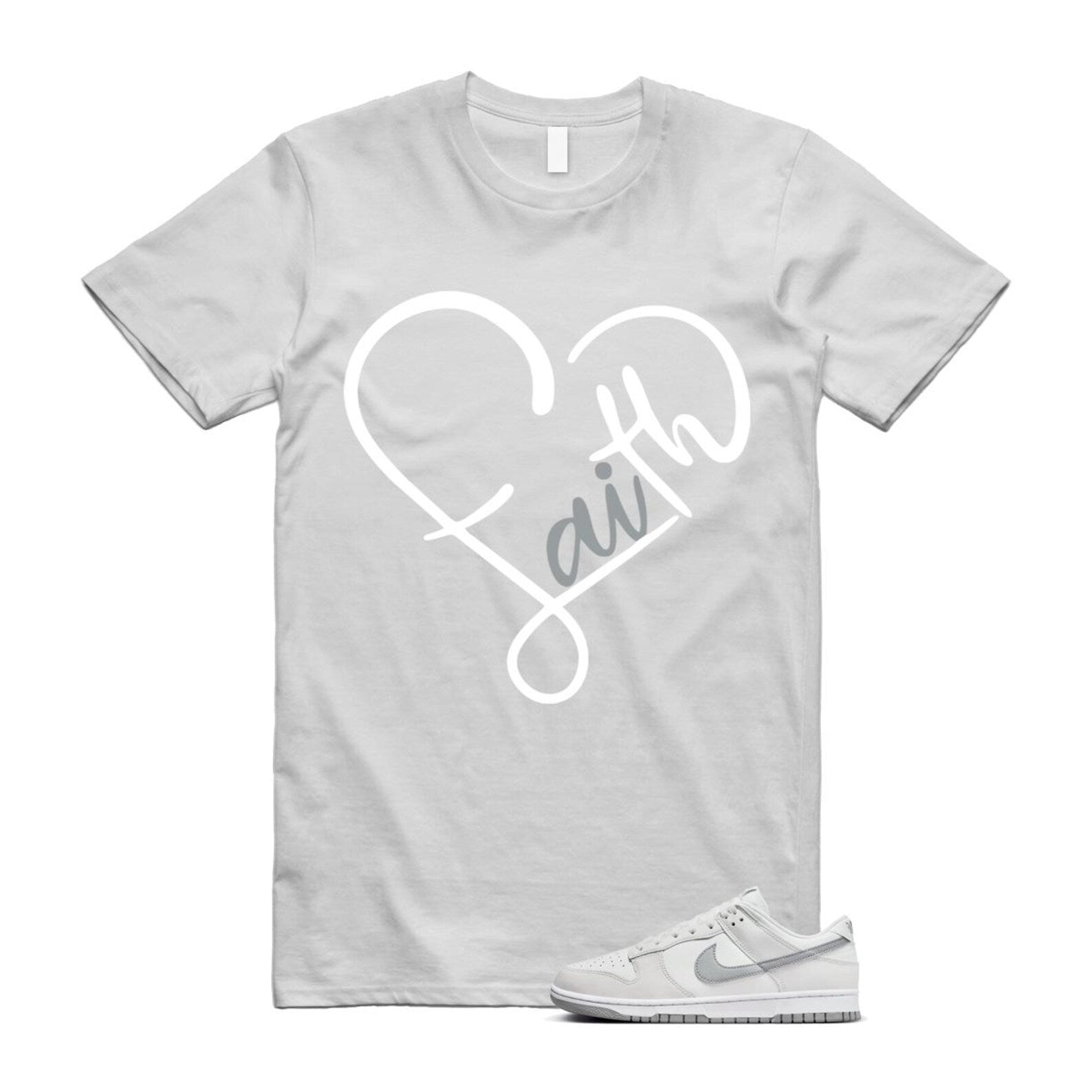 Dunk Summit White Light Smoke Grey Platinum Tint Low Retro T Shirt Match FAITH T-Shirt, Sneaker Match Tee