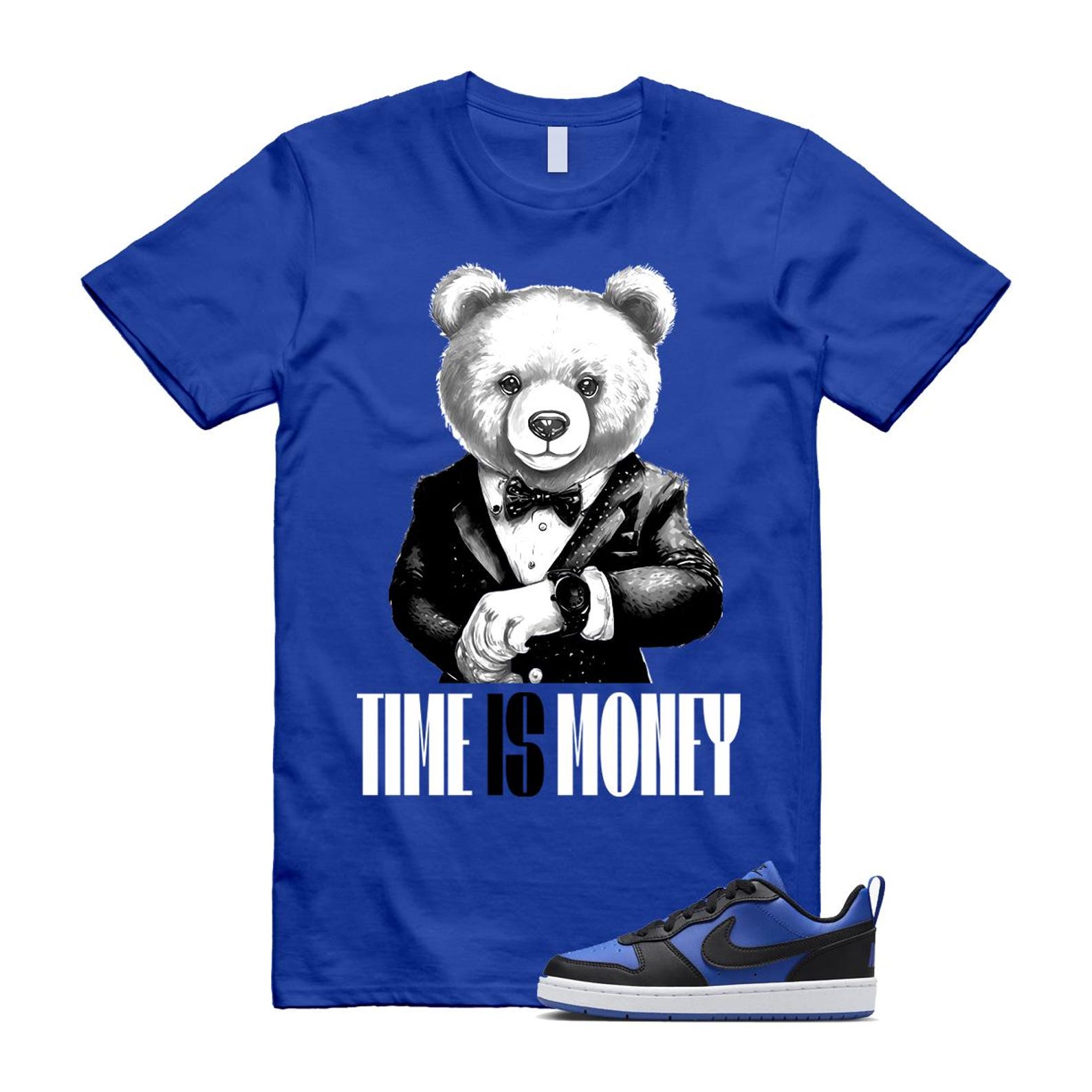 Court Borough Recraft Game Royal Blue White Black Low T Shirt Match TIM T-Shirt, Sneaker Match Tee