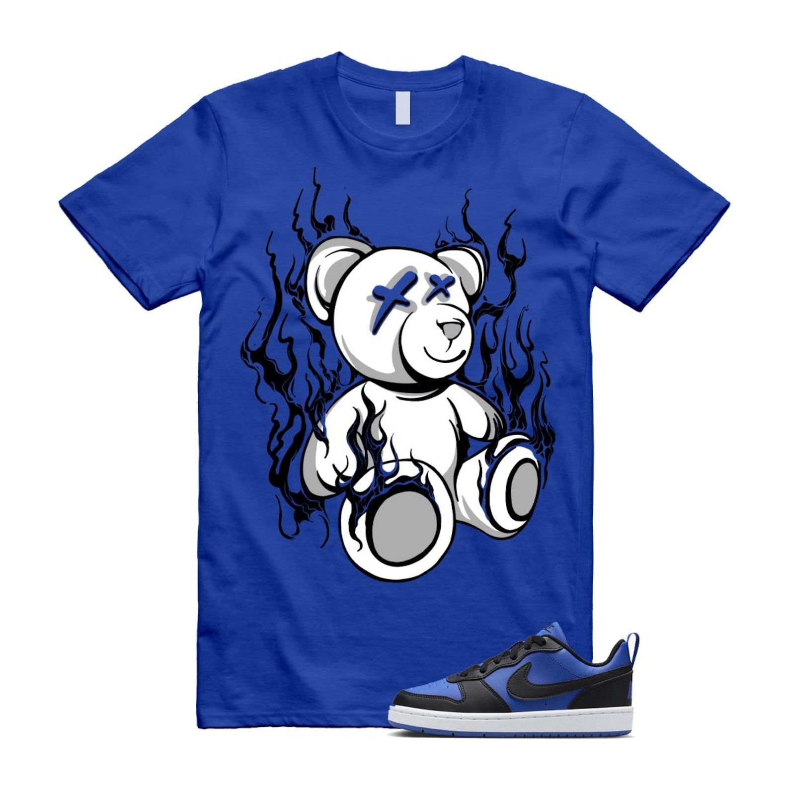 Court Borough Recraft Game Royal Blue White Black Low T Shirt Match LIT T-Shirt, Sneaker Match Tee