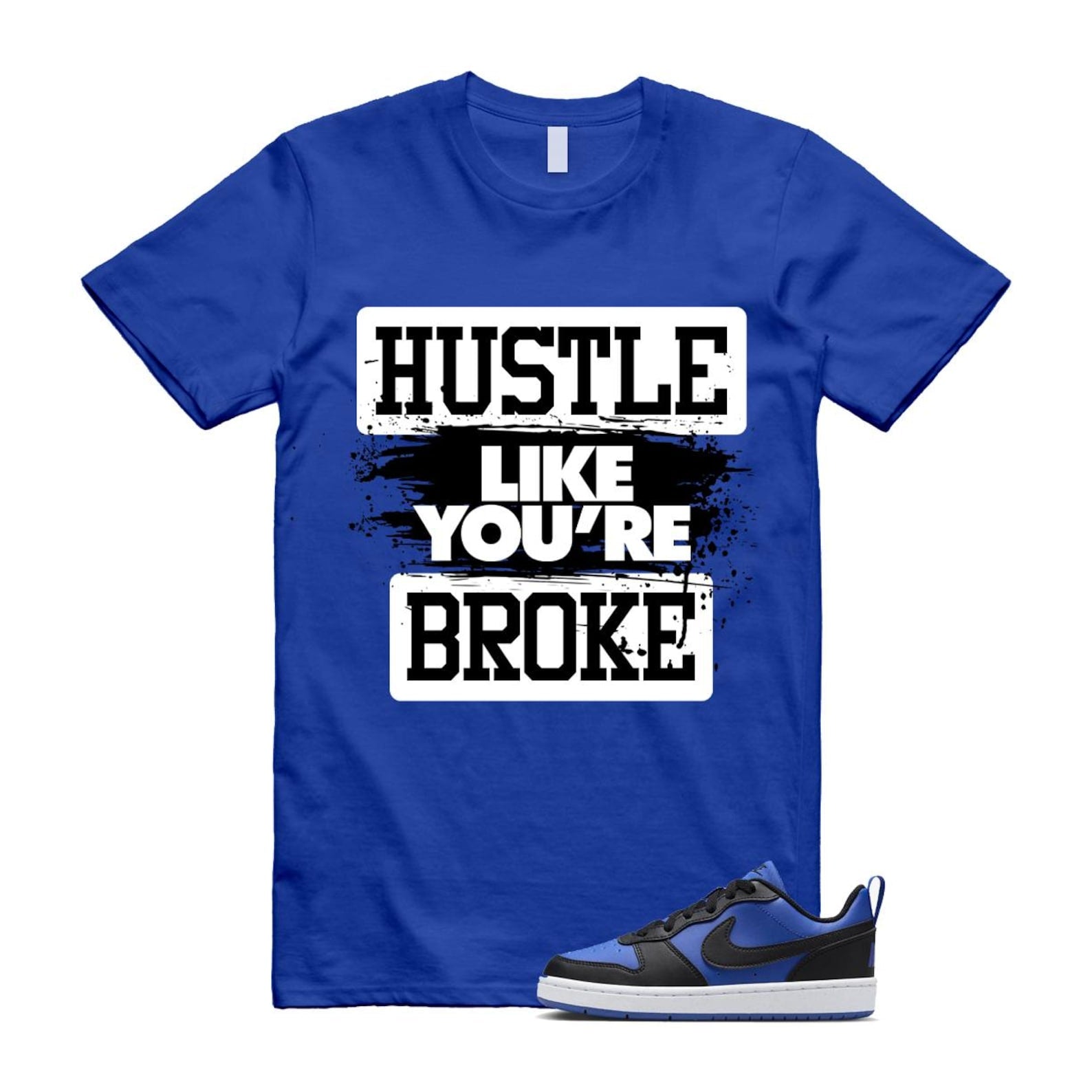 Court Borough Recraft Game Royal Blue White Black Low T Shirt Match HLYB T-Shirt, Sneaker Match Tee