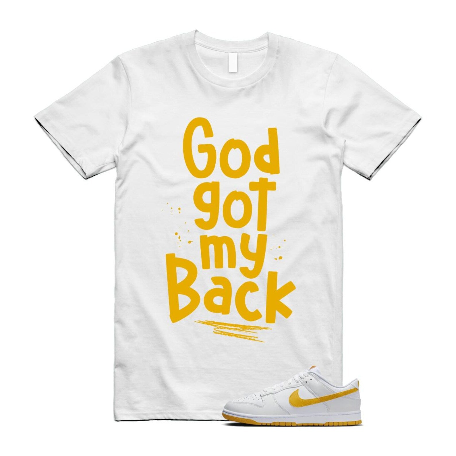 Dunk White University Gold Low T Shirt Match GOD T-Shirt, Sneaker Match Tee