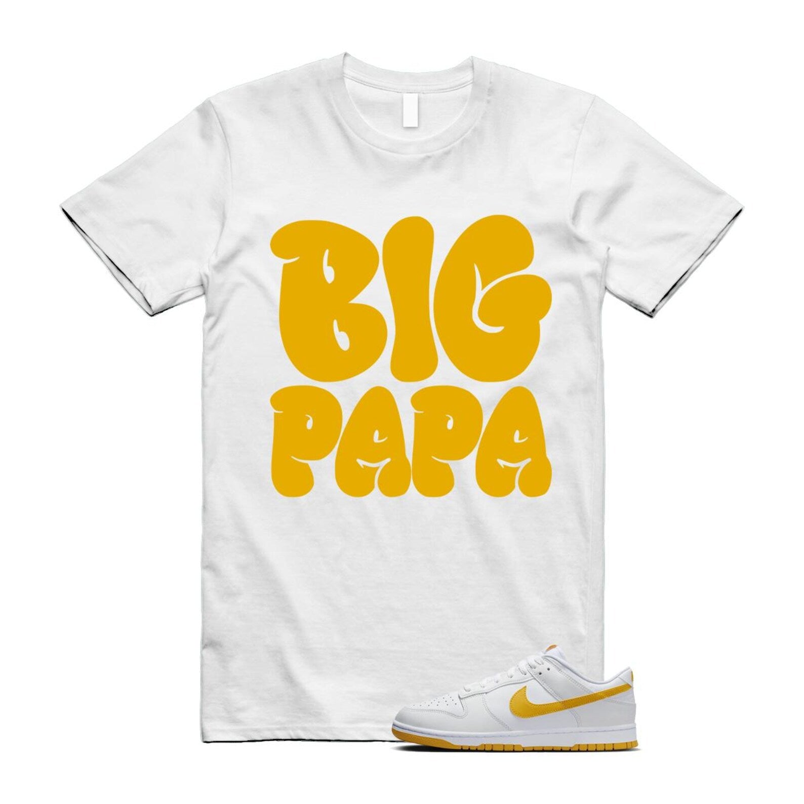Dunk White University Gold Low T Shirt Match PAPA T-Shirt, Sneaker Match Tee