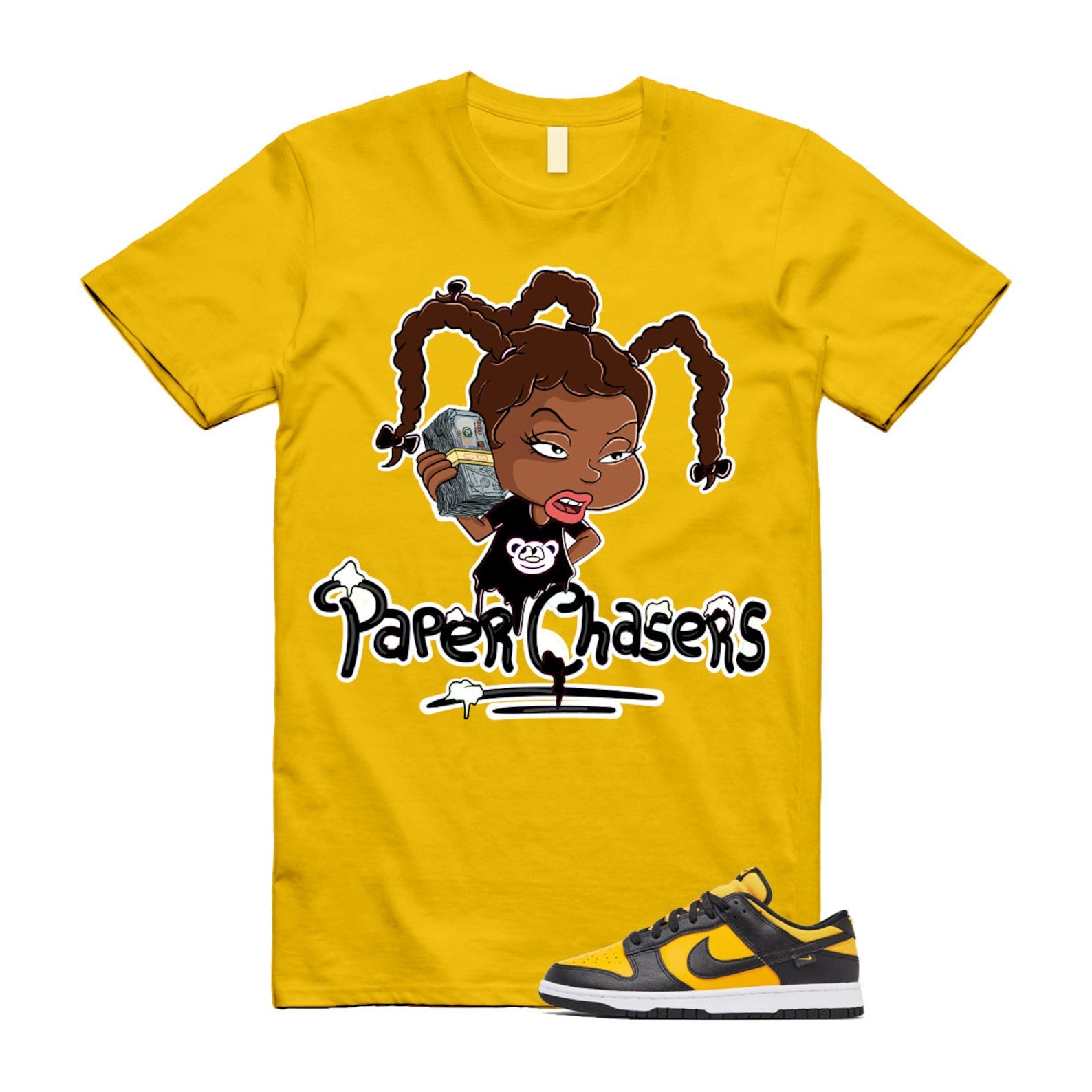 Dunk Reverse Goldenrod University Gold Black White Low T Shirt Match PC T-Shirt, Sneaker Match Tee