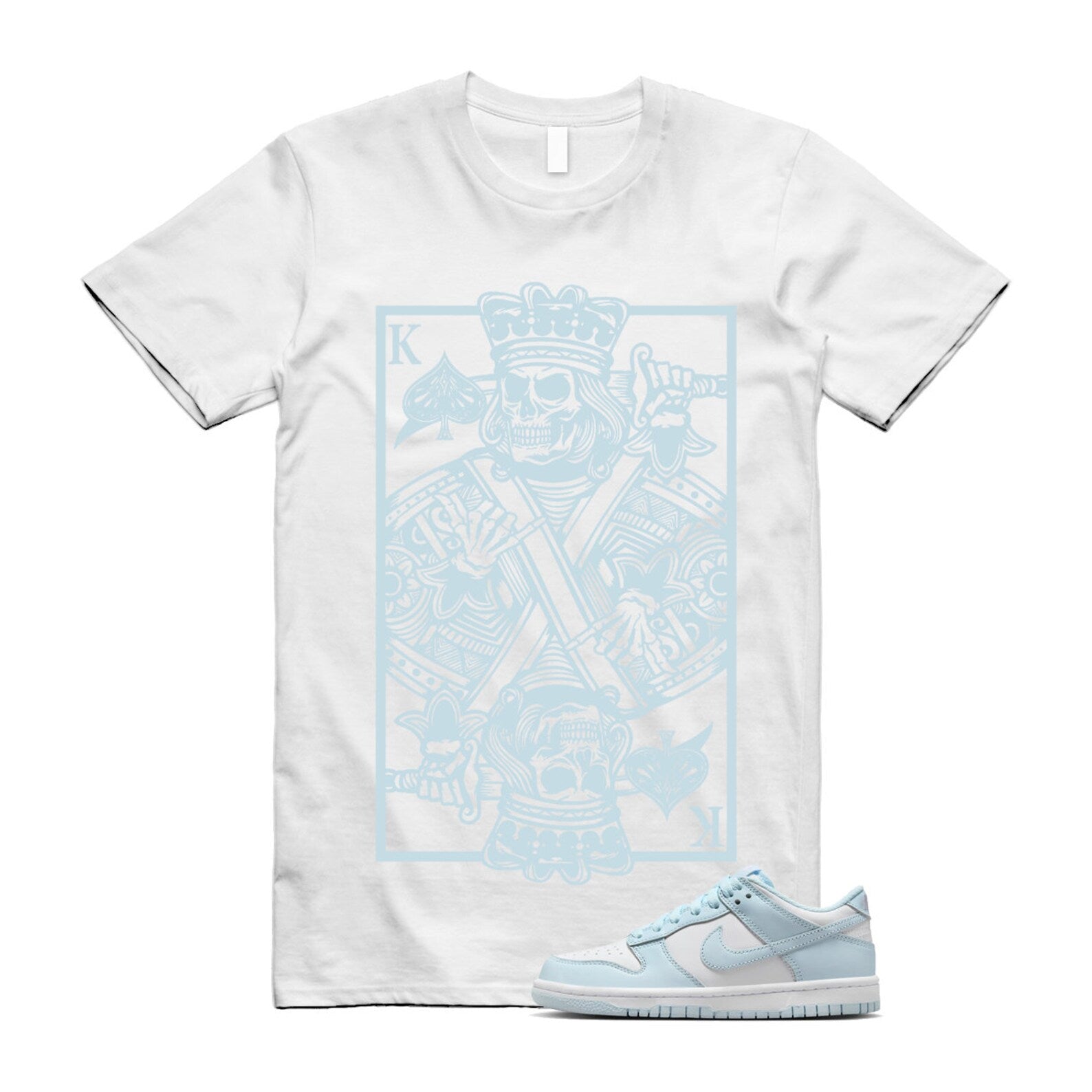 Dunk White Glacier Blue Low GS T Shirt Match KC T-Shirt, Sneaker Match Tee
